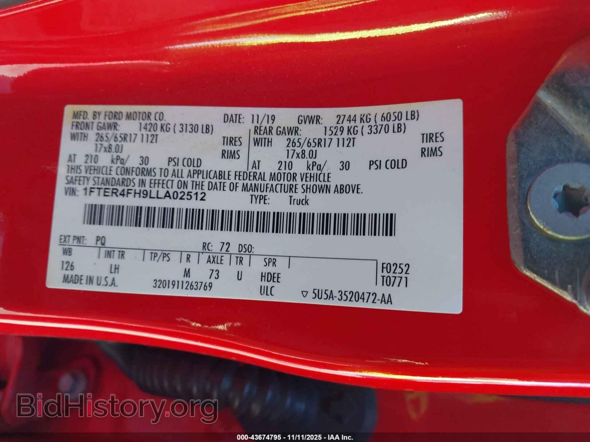 2020 FORD RANGER - VIN: 1FTER4FH9LLA02512 - Фото 9