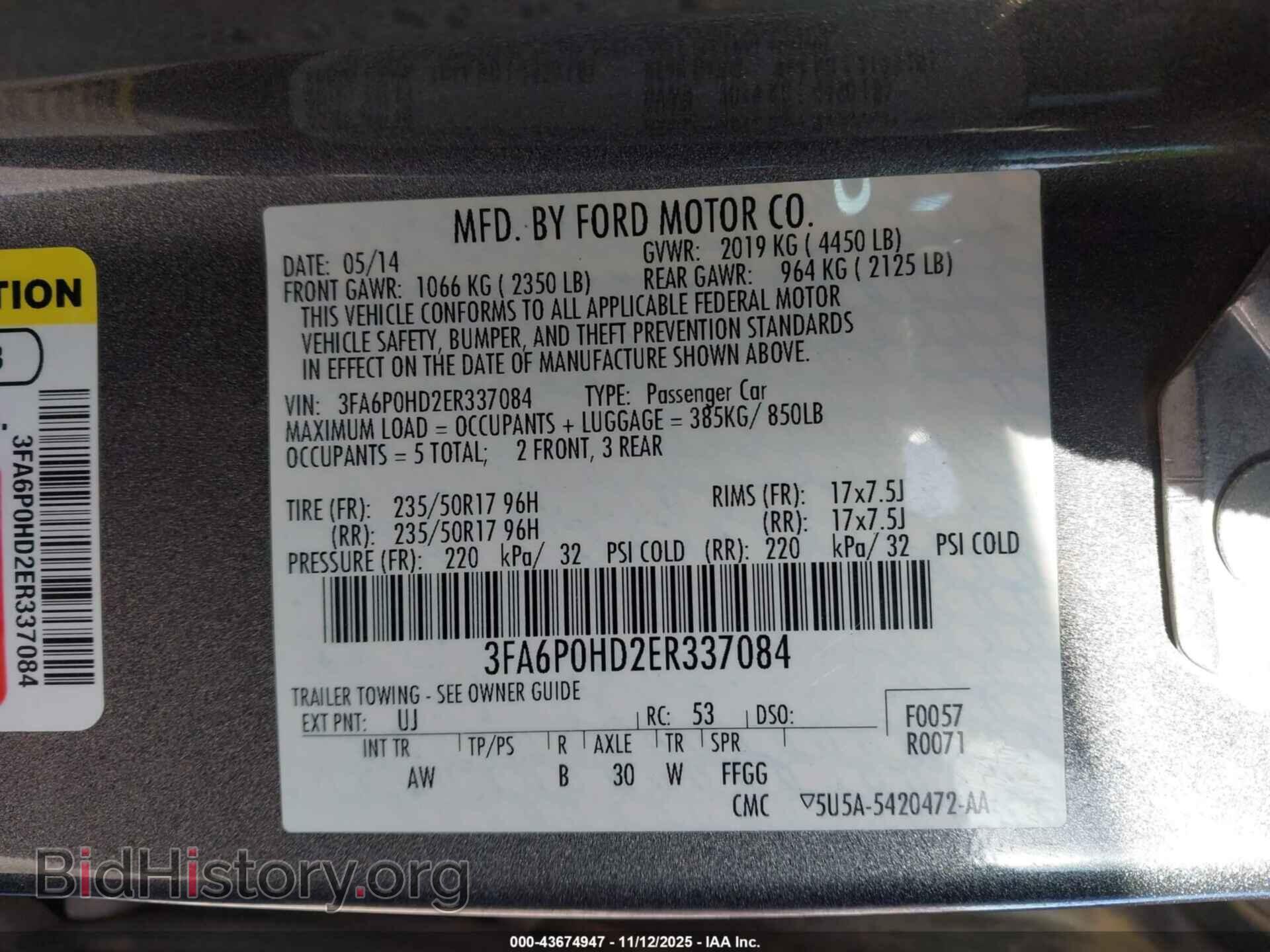 2014 FORD FUSION - VIN: 3FA6P0HD2ER337084 - Фото 9