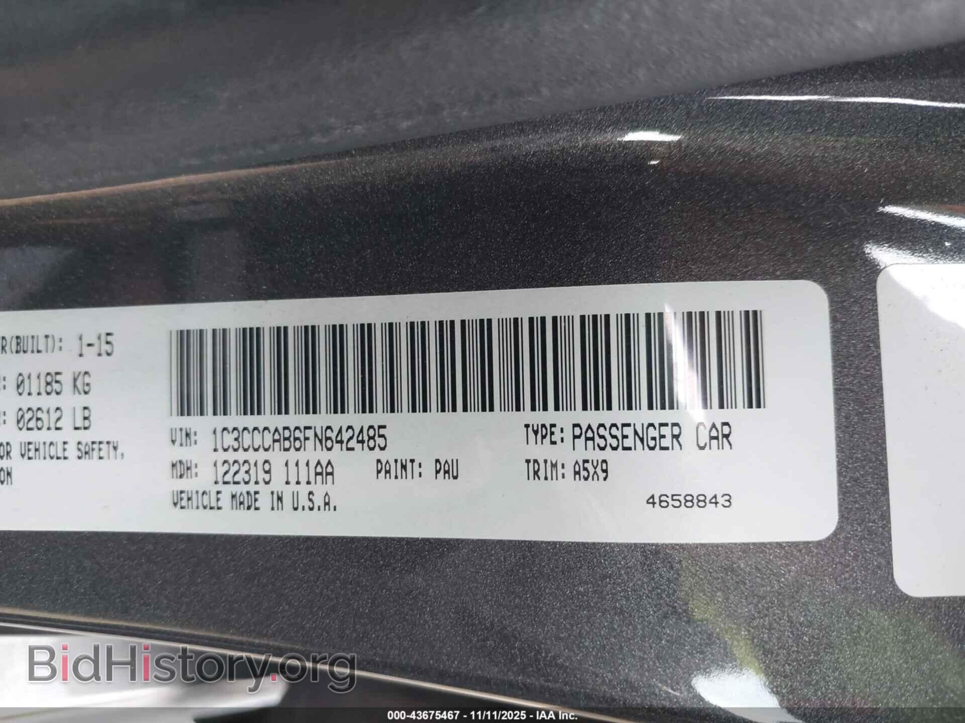2015 CHRYSLER 200 - VIN: 1C3CCCAB6FN642485 - Фото 9