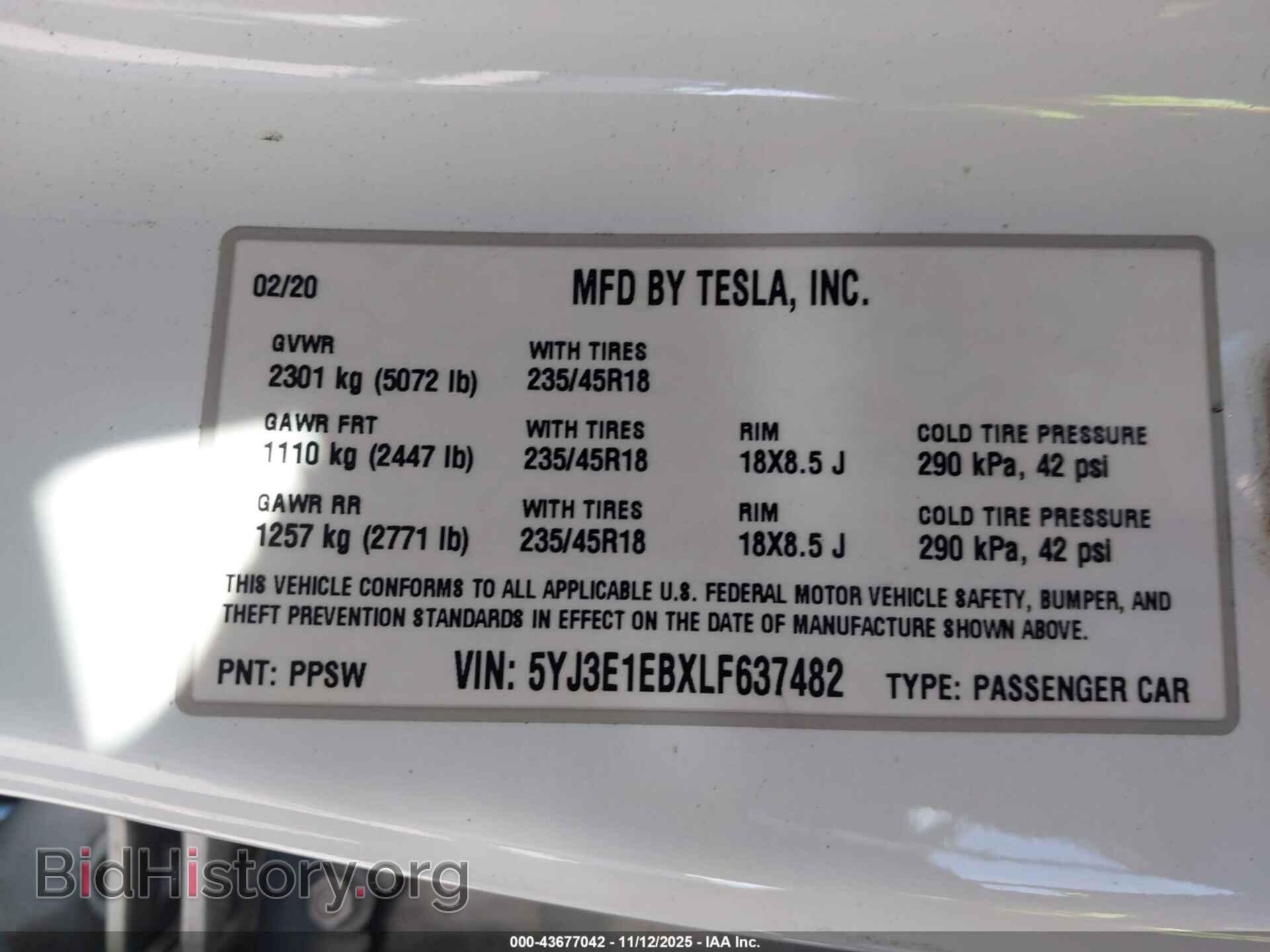 2020 TESLA MODEL 3 - VIN: 5YJ3E1EBXLF637482 - Фото 9