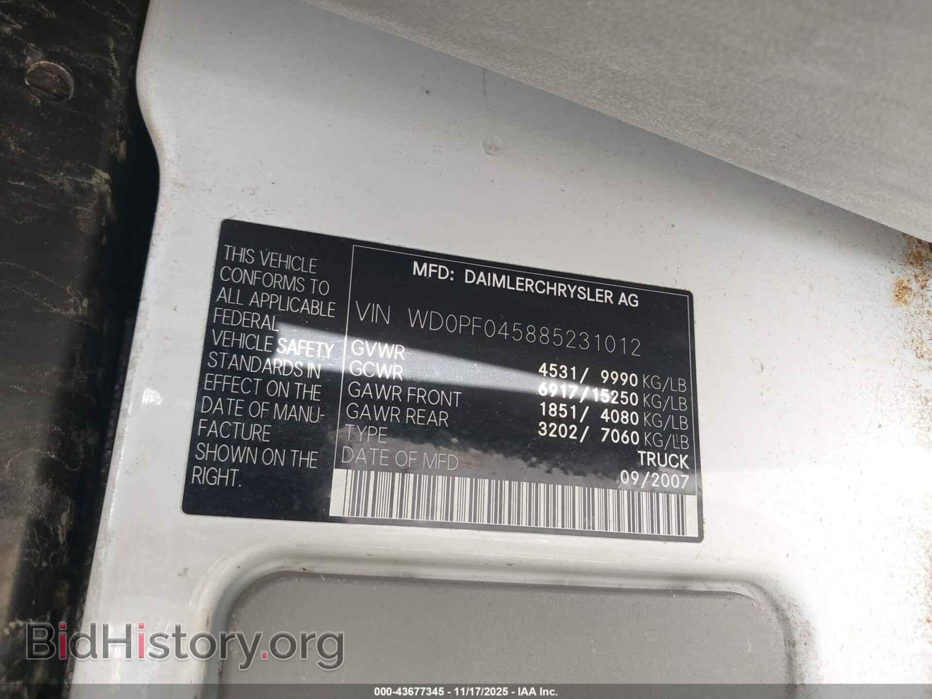 2008 DODGE SPRINTER VAN 3500 - VIN: WD0PF045885231012 - Photo 9