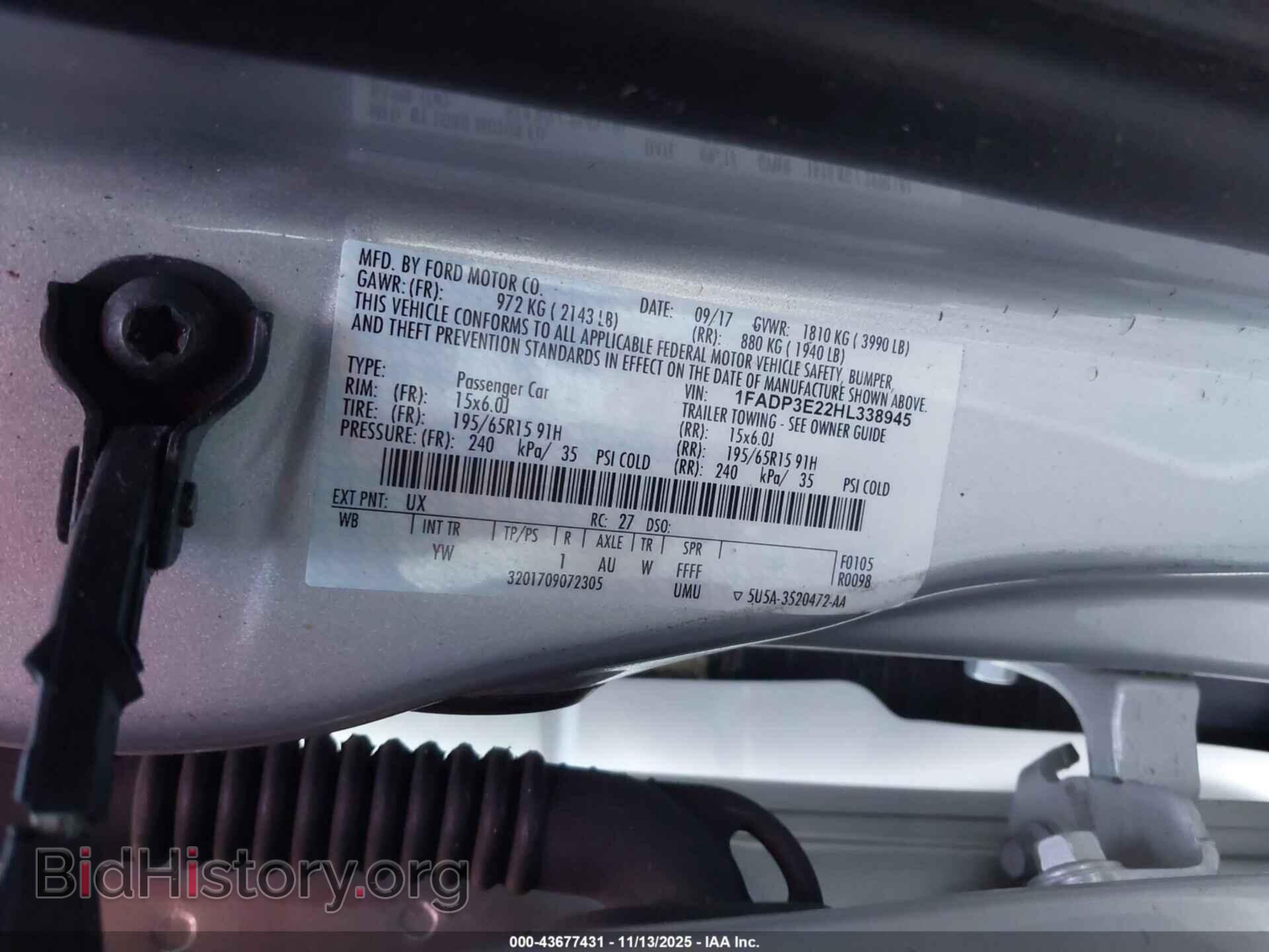 2017 FORD FOCUS - VIN: 1FADP3E22HL338945 - Photo 9