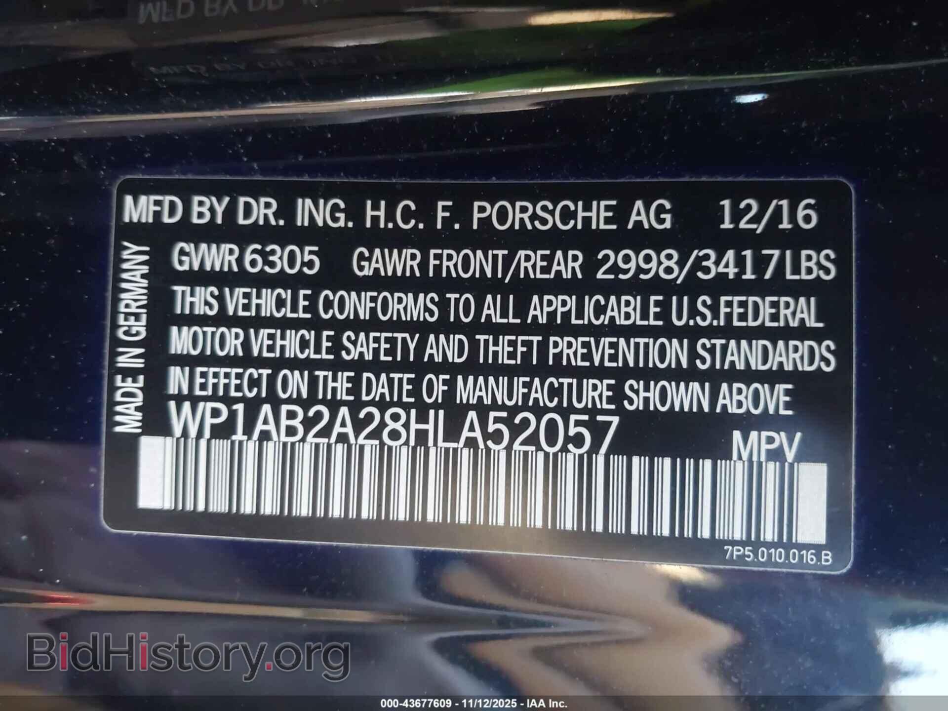 2017 PORSCHE CAYENNE - VIN: WP1AB2A28HLA52057 - Фото 9