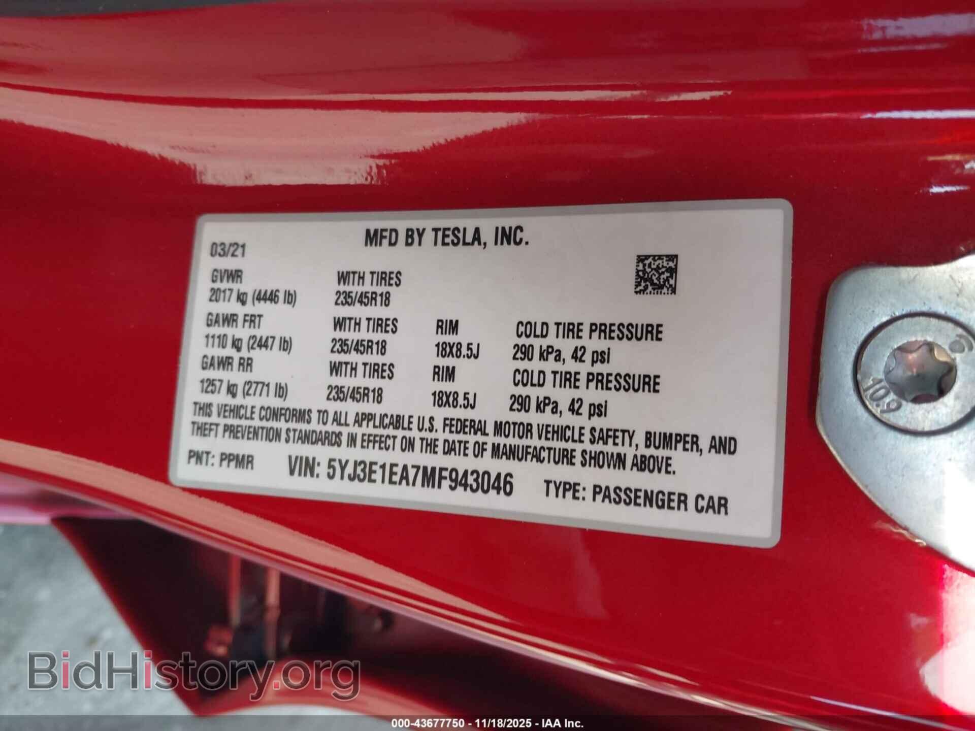 2021 TESLA MODEL 3 - VIN: 5YJ3E1EA7MF943046 - Photo 9