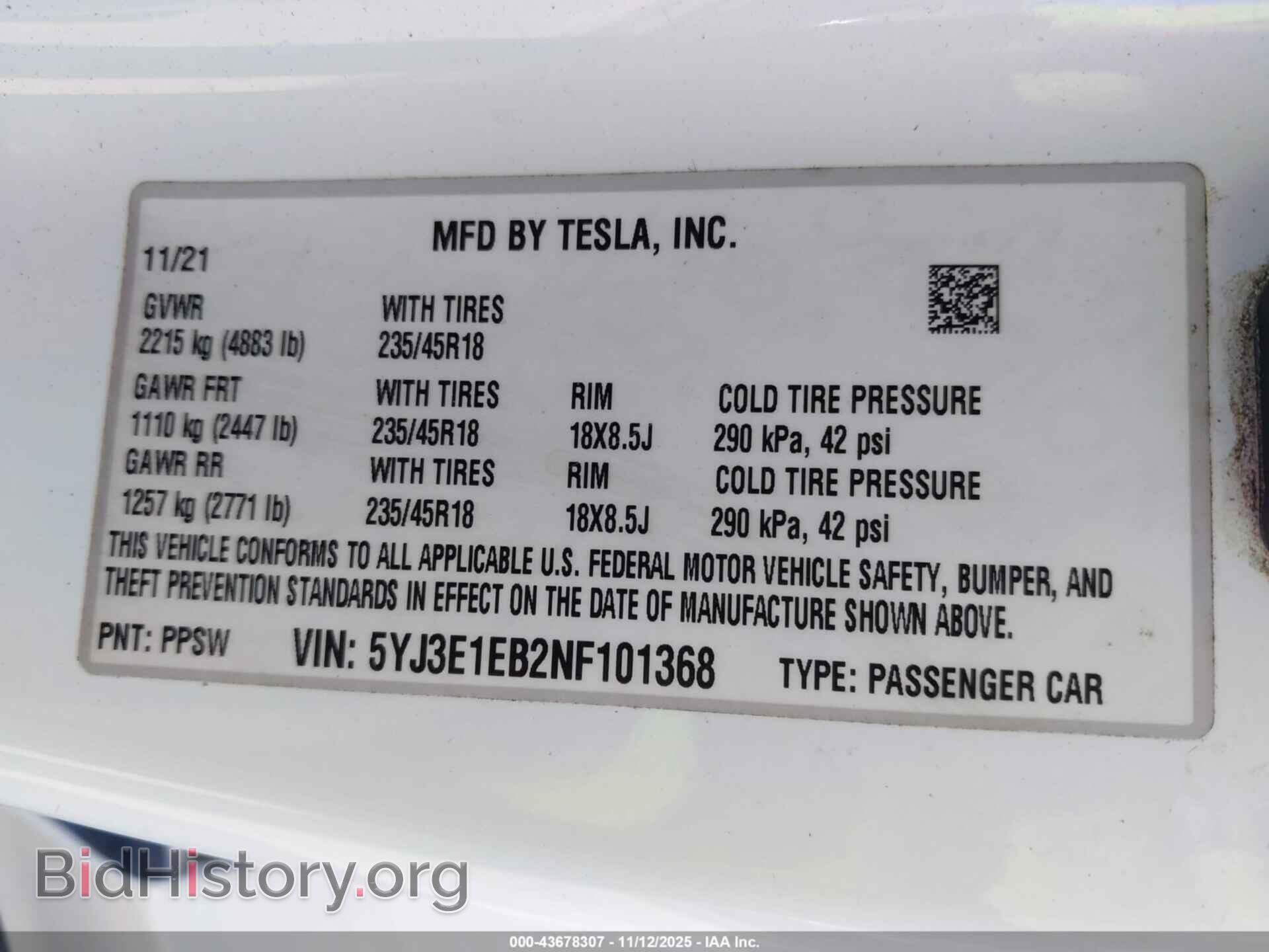 2022 TESLA MODEL 3 - VIN: 5YJ3E1EB2NF101368 - Фото 9