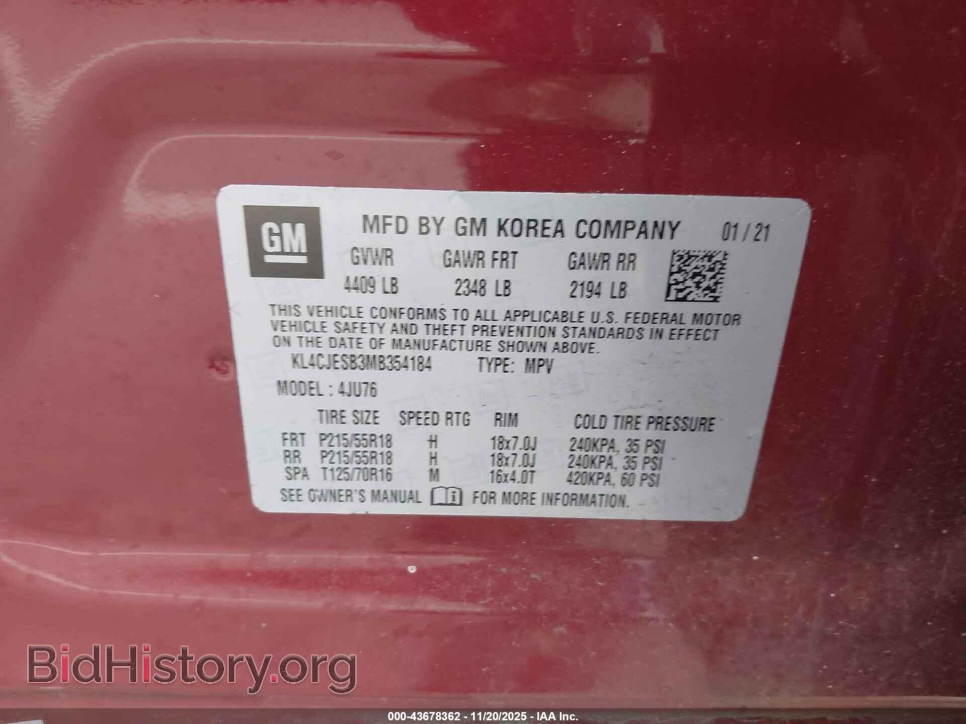 2021 BUICK ENCORE - VIN: KL4CJESB3MB354184 - Фото 9