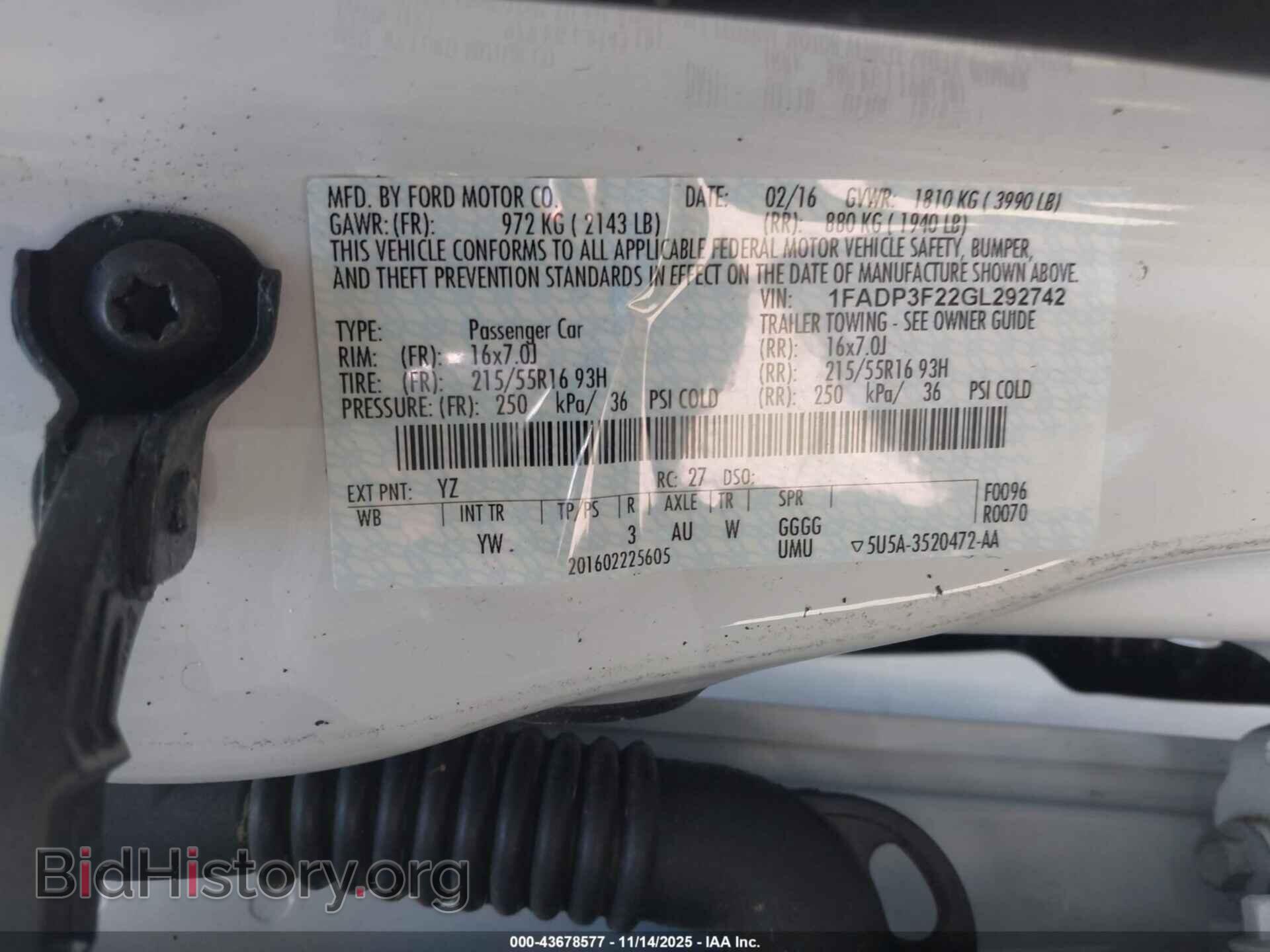 2016 FORD FOCUS - VIN: 1FADP3F22GL292742 - Фото 9