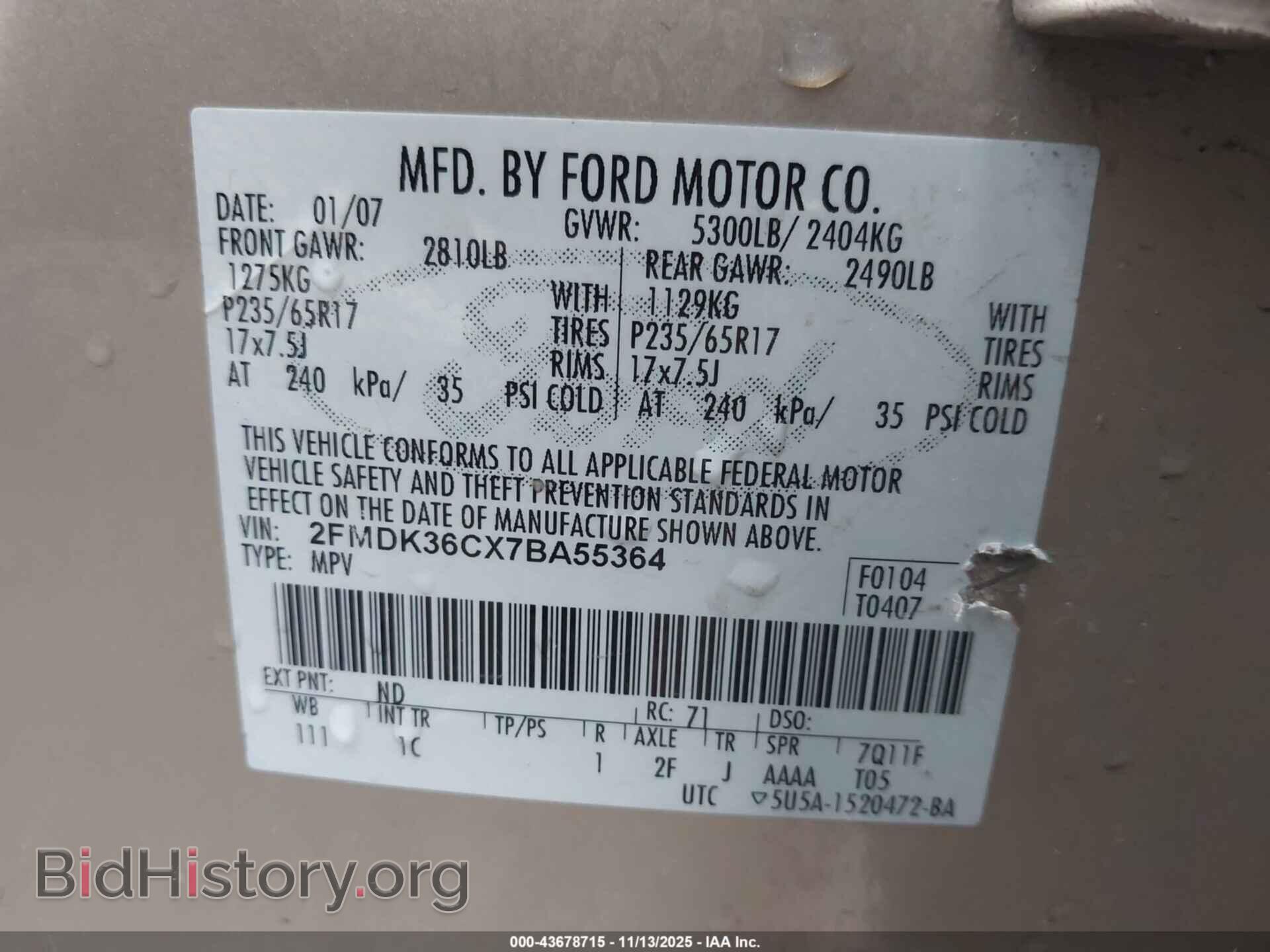 2007 FORD EDGE - VIN: 2FMDK36CX7BA55364 - Photo 9
