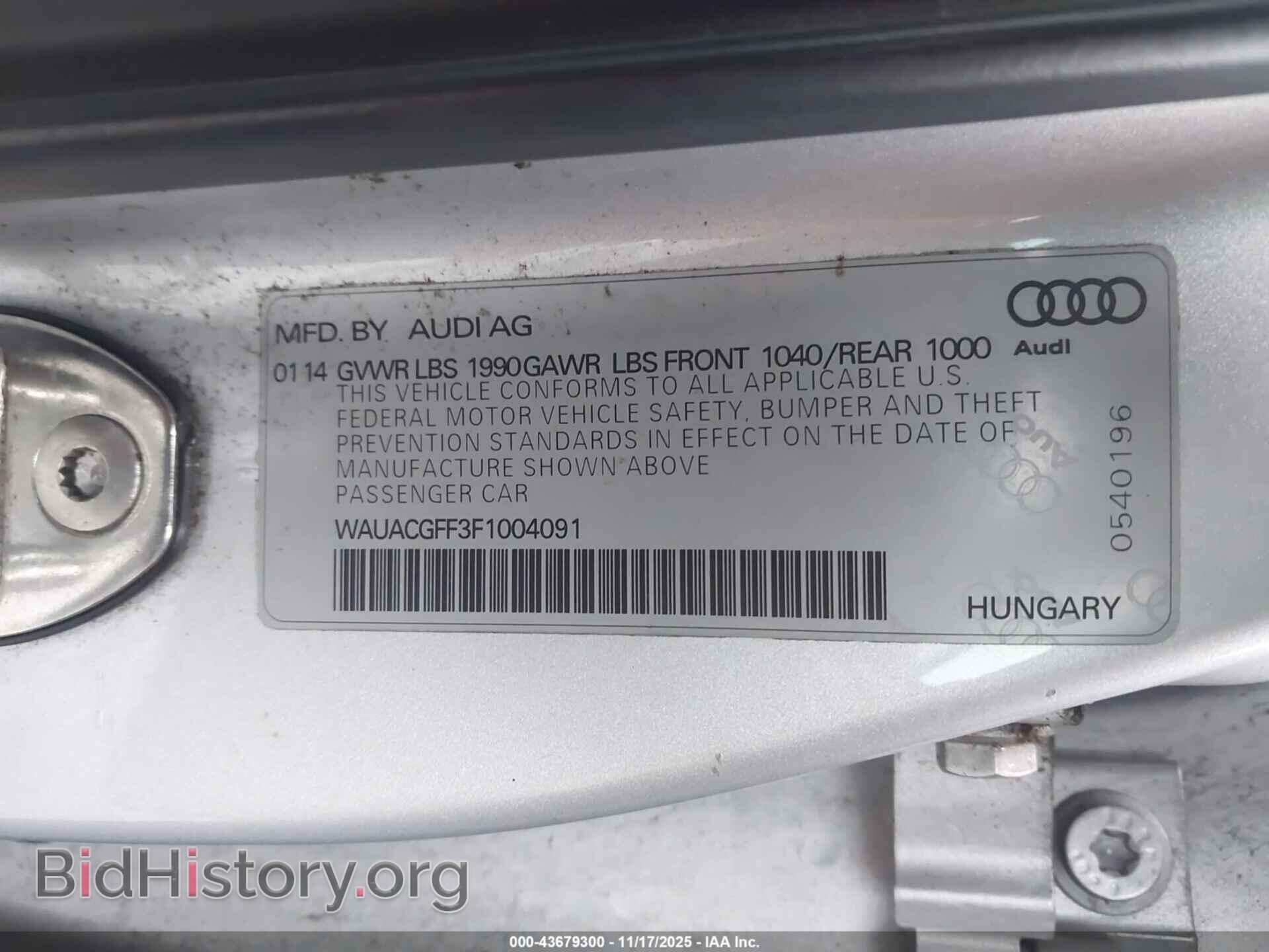 2015 AUDI A3 - VIN: WAUACGFF3F1004091 - Фото 9
