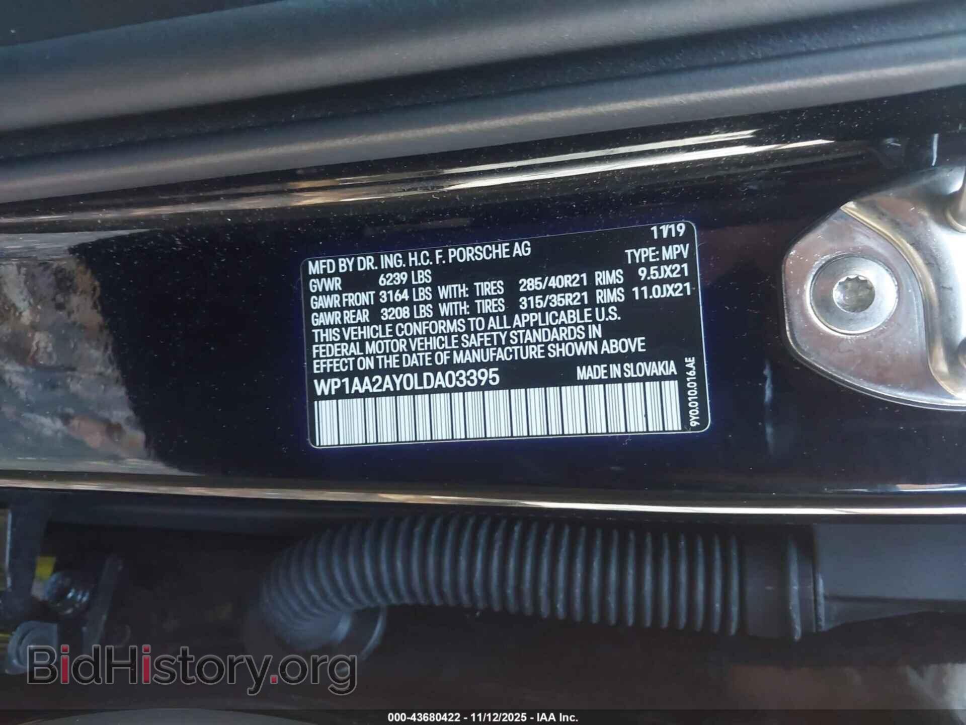 2020 PORSCHE CAYENNE - VIN: WP1AA2AY0LDA03395 - Фото 9
