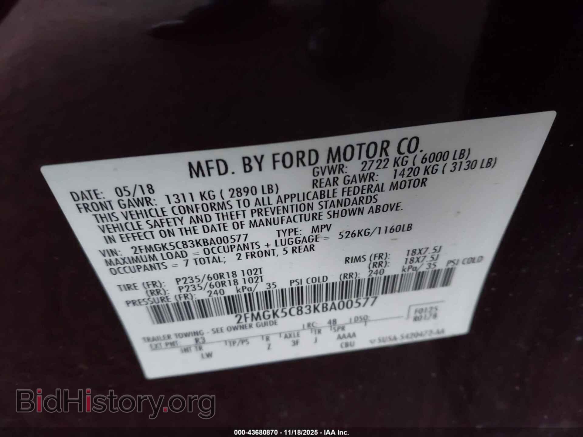 2019 FORD FLEX - VIN: 2FMGK5C83KBA00577 - Photo 9