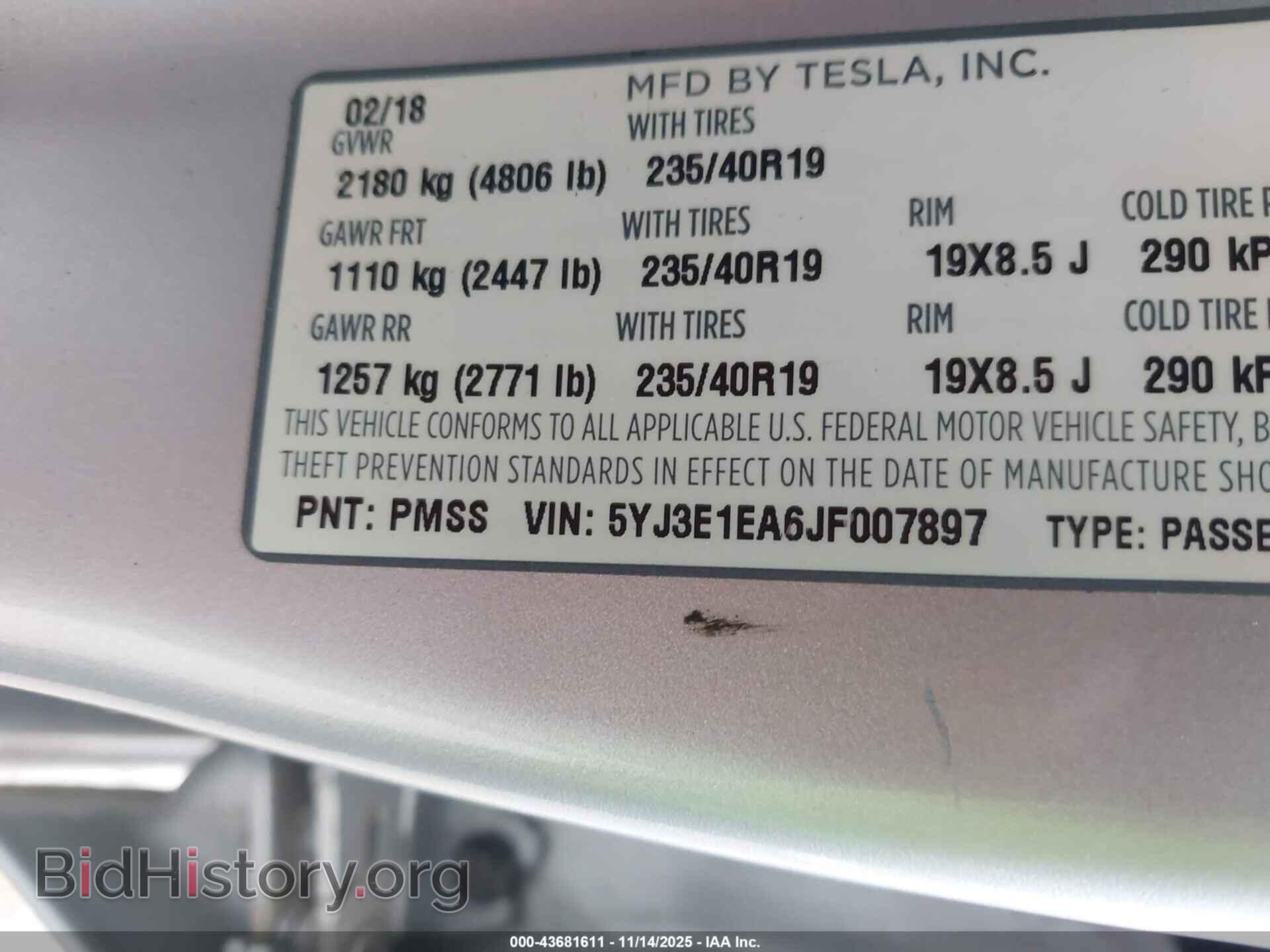 2018 TESLA MODEL 3 - VIN: 5YJ3E1EA6JF007897 - Photo 9