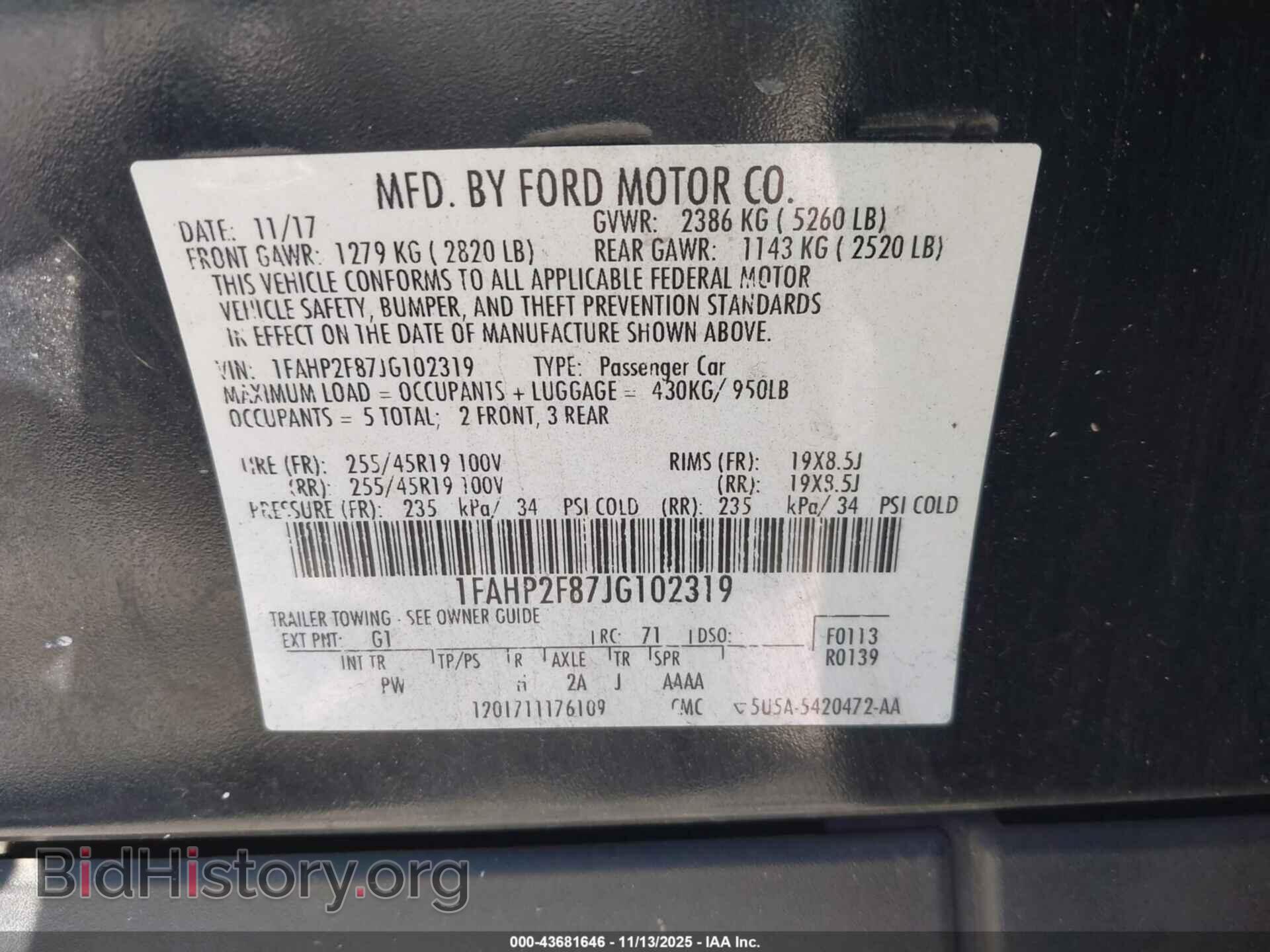 2018 FORD TAURUS - VIN: 1FAHP2F87JG102319 - Фото 9