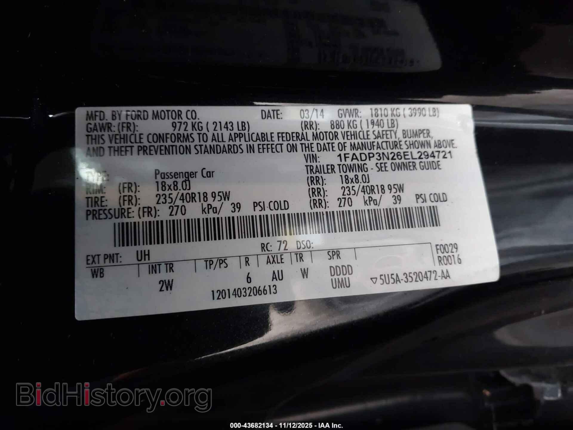 2014 FORD FOCUS - VIN: 1FADP3N26EL294721 - Фото 9