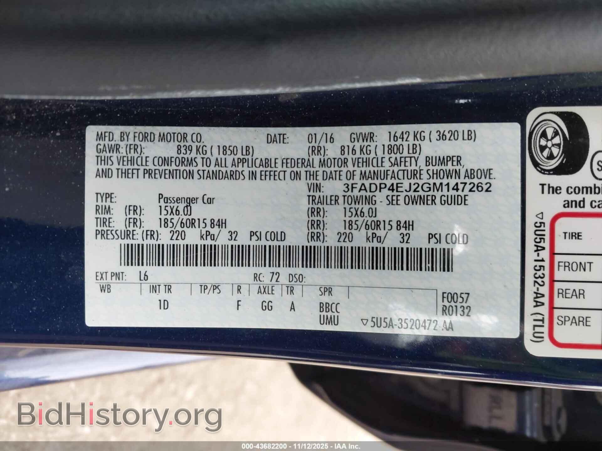 2016 FORD FIESTA - VIN: 3FADP4EJ2GM147262 - Фото 9