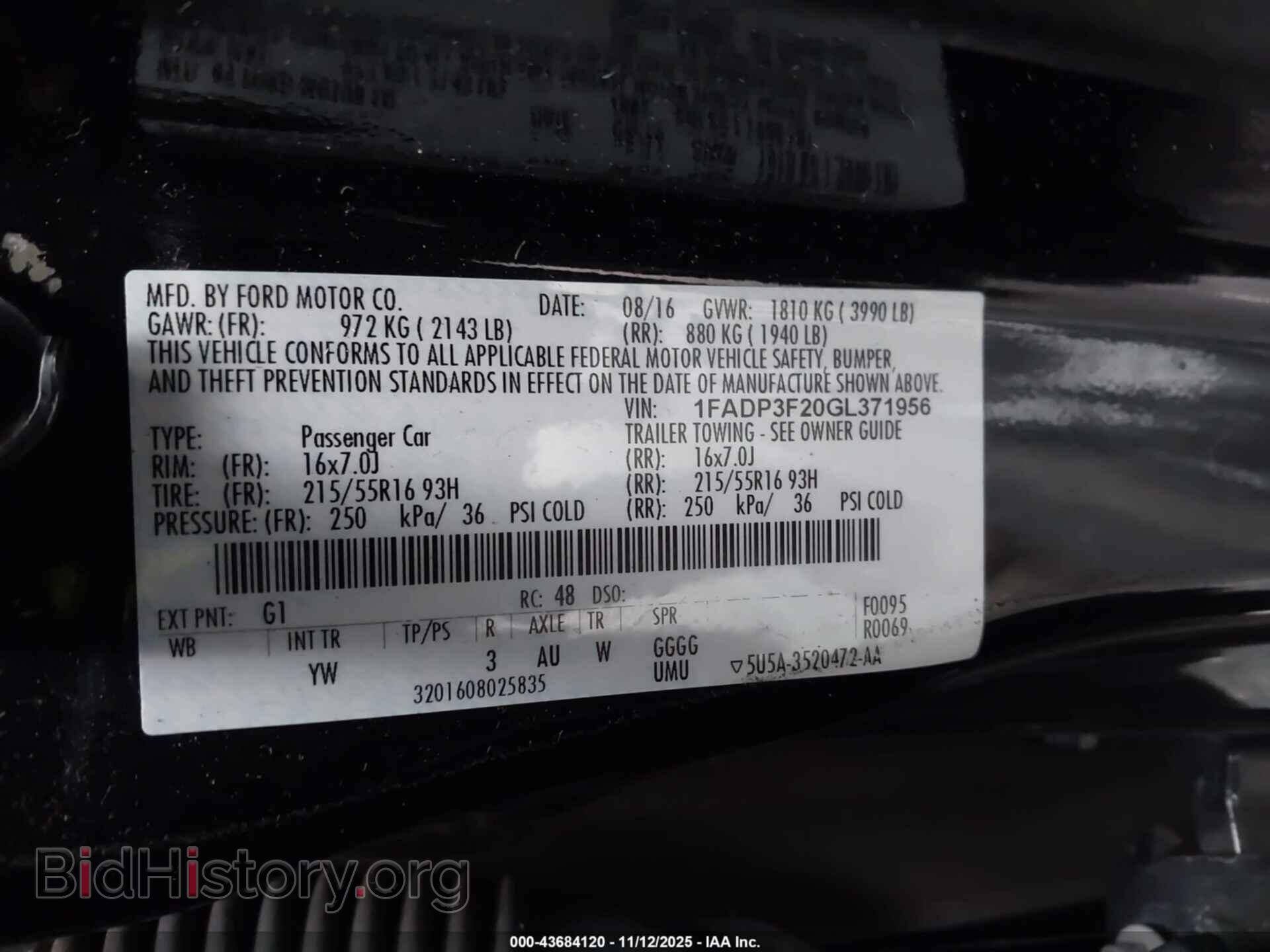 2016 FORD FOCUS - VIN: 1FADP3F20GL371956 - Фото 9