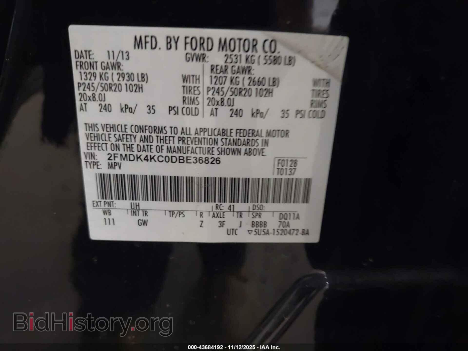 2013 FORD EDGE - VIN: 2FMDK4KC0DBE36826 - Фото 9