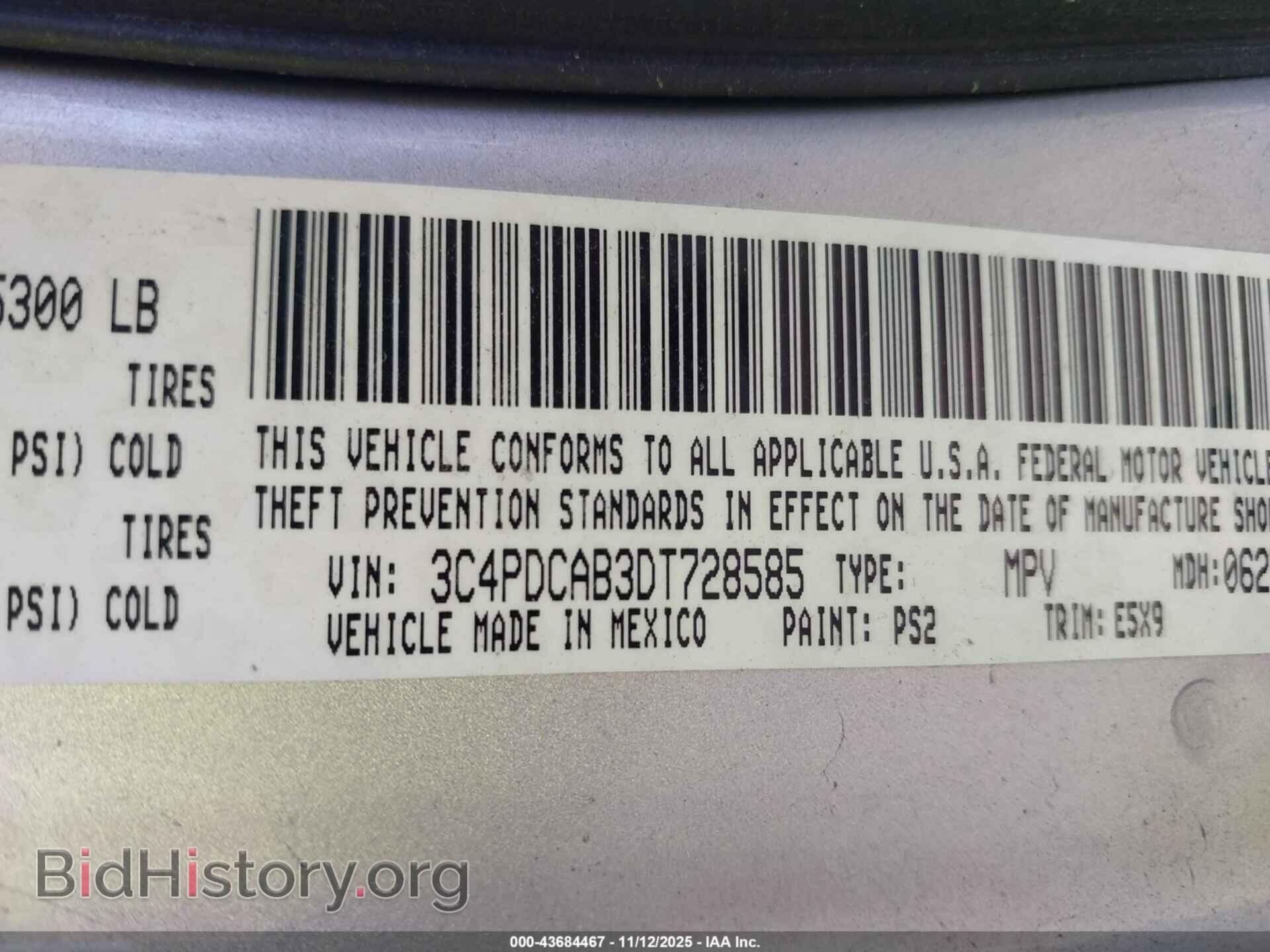 2013 DODGE JOURNEY - VIN: 3C4PDCAB3DT728585 - Фото 9