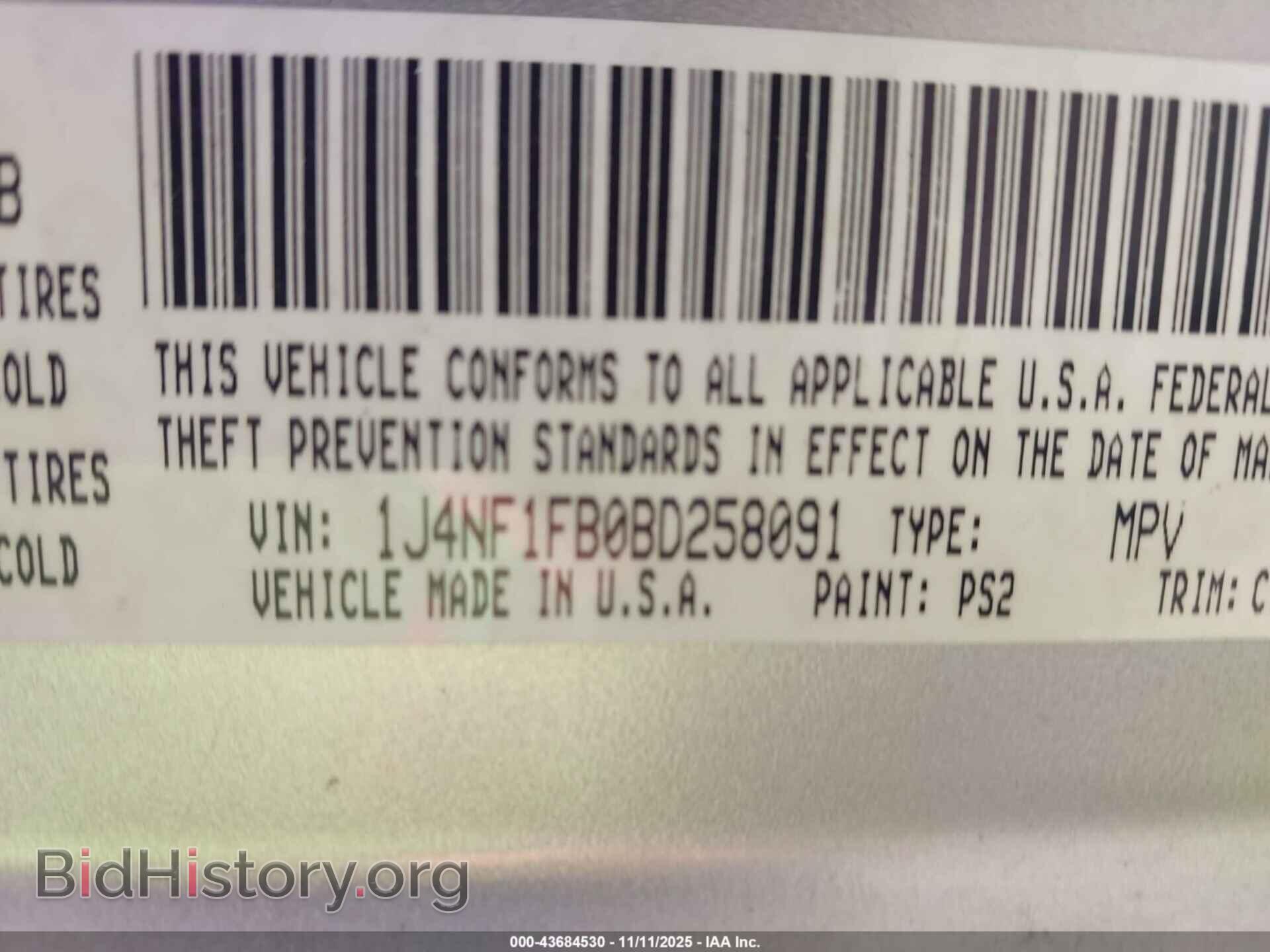 2011 JEEP COMPASS - VIN: 1J4NF1FB0BD258091 - Photo 9