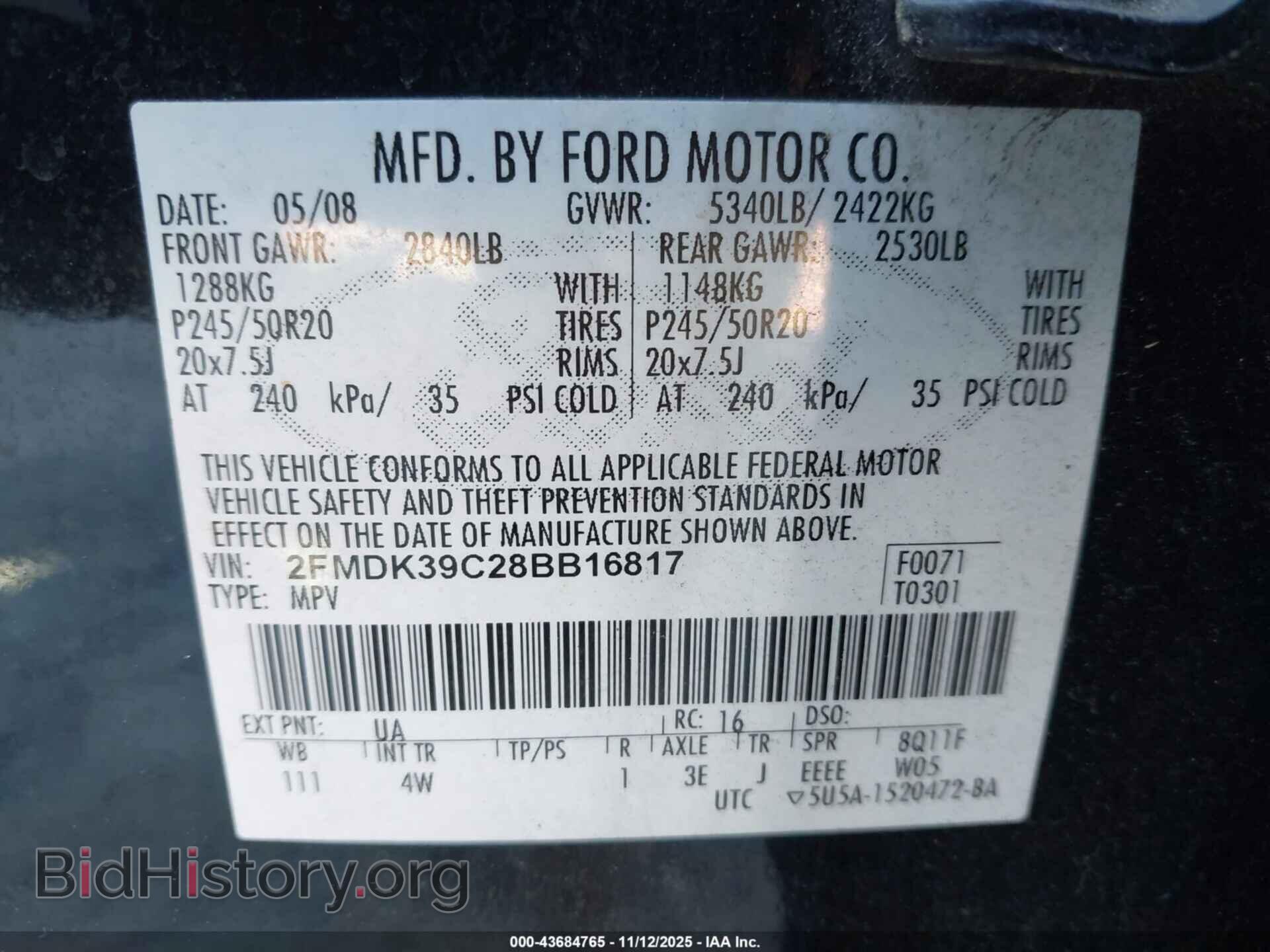 2008 FORD EDGE - VIN: 2FMDK39C28BB16817 - Photo 9