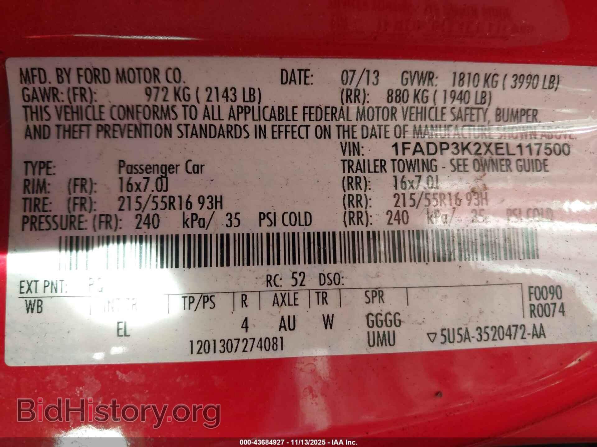 2014 FORD FOCUS - VIN: 1FADP3K2XEL117500 - Фото 9