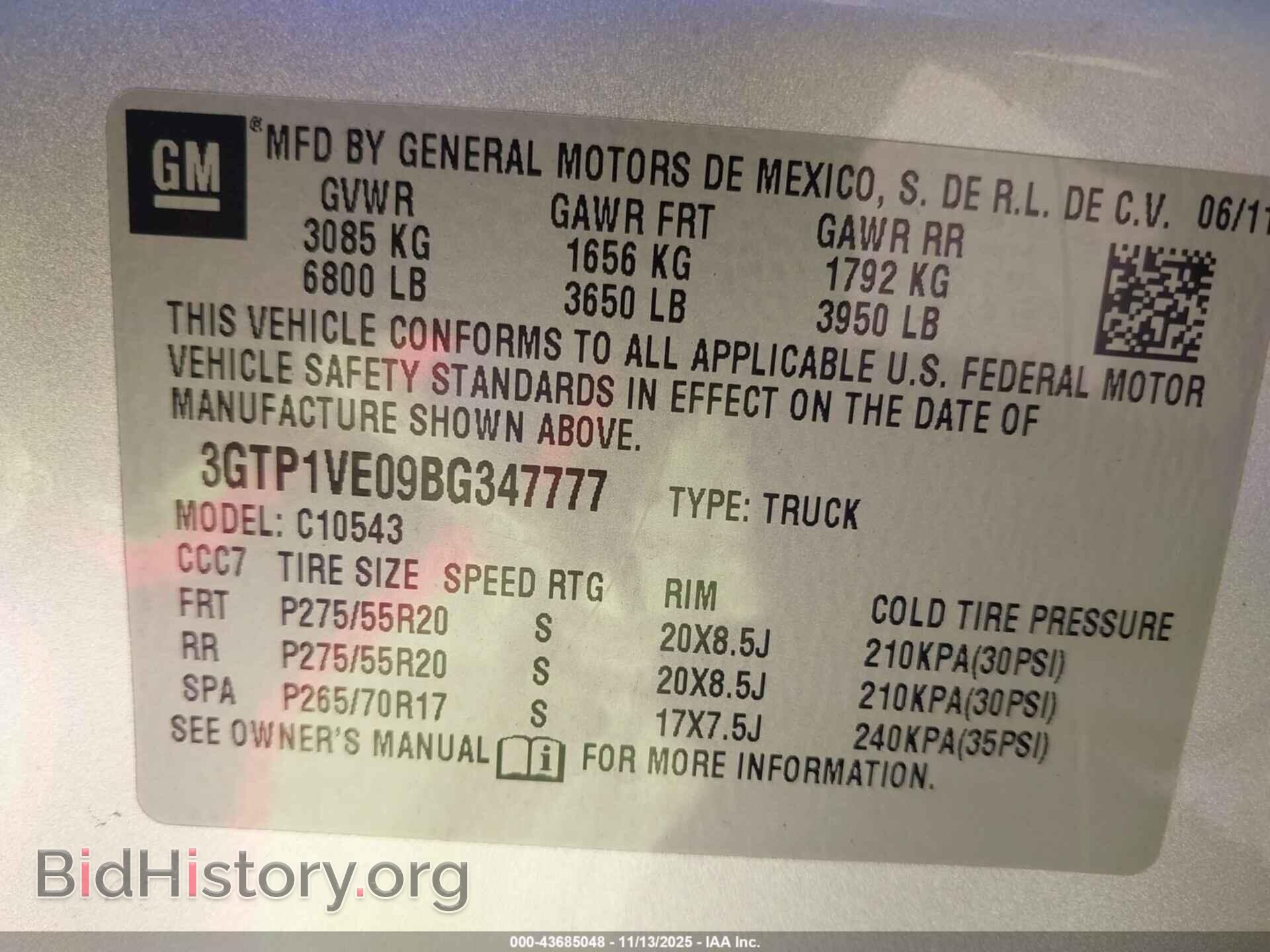 2011 GMC SIERRA 1500 - VIN: 3GTP1VE09BG347777 - Фото 9