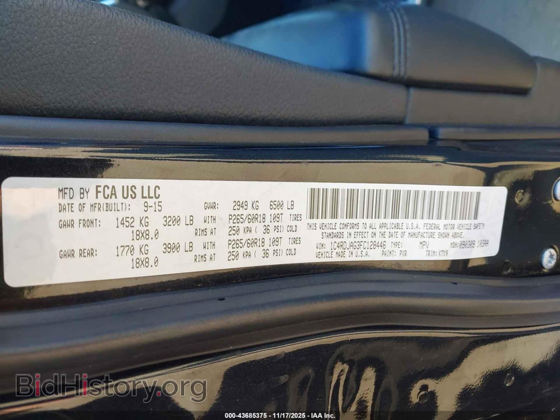 2015 DODGE DURANGO - VIN: 1C4RDJAG3FC128446 - Фото 9