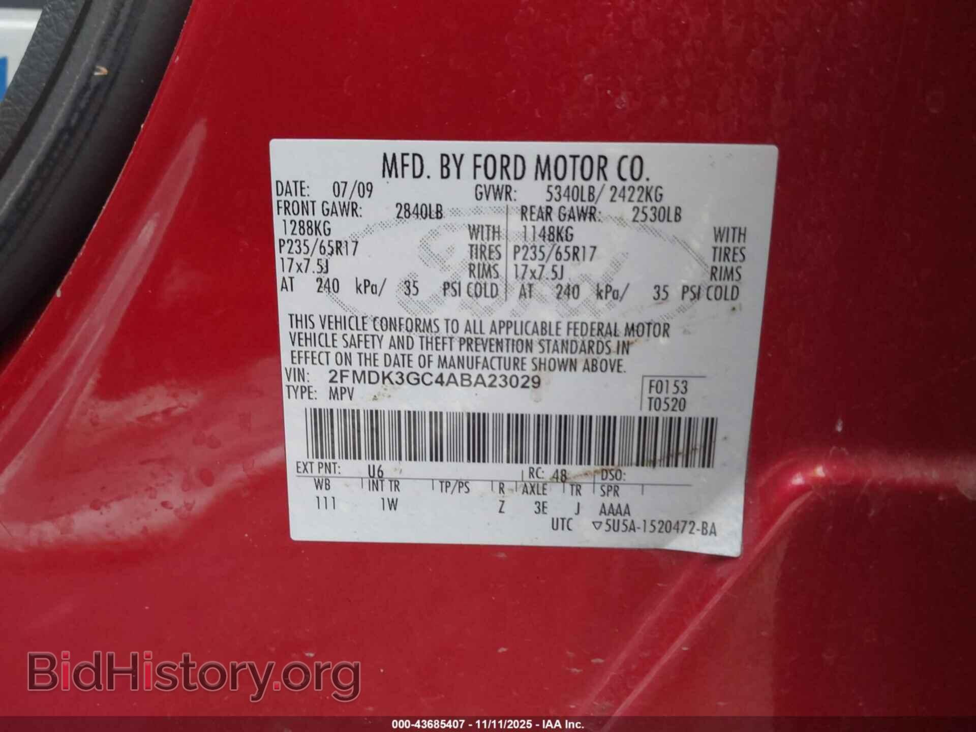 2010 FORD EDGE - VIN: 2FMDK3GC4ABA23029 - Photo 9