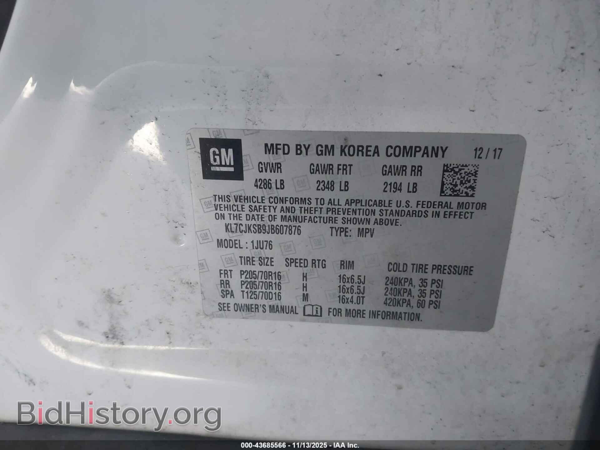 2018 CHEVROLET TRAX - VIN: KL7CJKSB9JB607876 - Фото 9