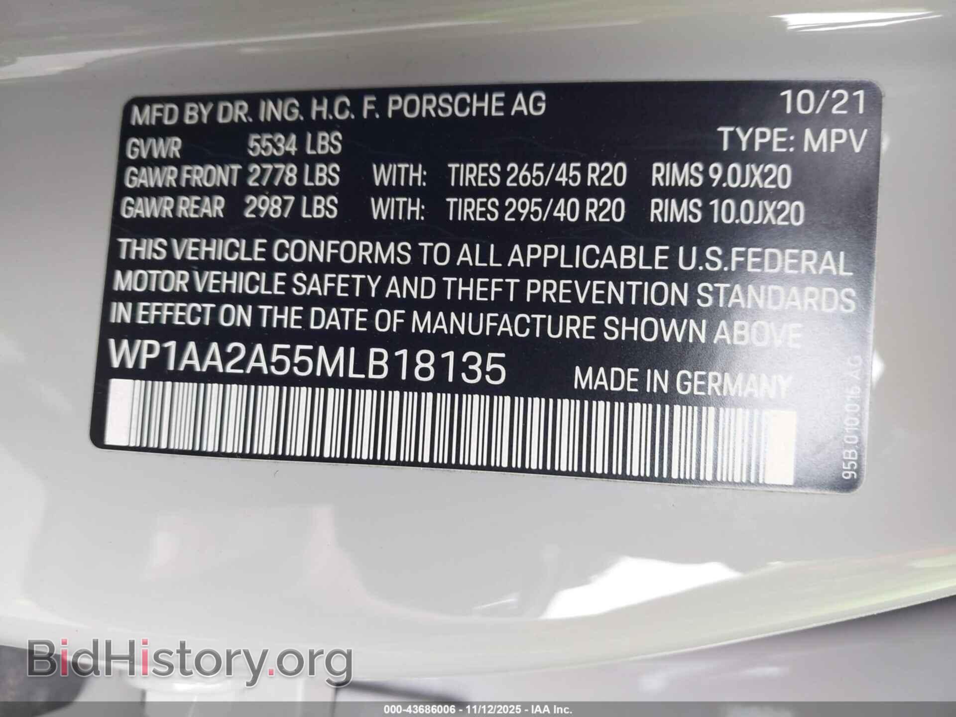 2021 PORSCHE MACAN - VIN: WP1AA2A55MLB18135 - Фото 9
