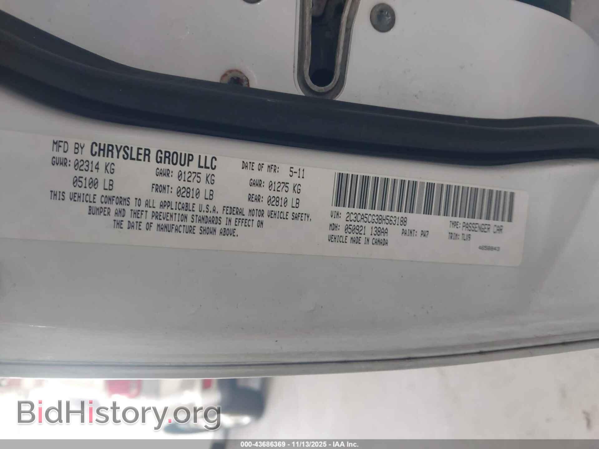 2011 CHRYSLER 300 - VIN: 2C3CA5CG3BH563188 - Фото 9
