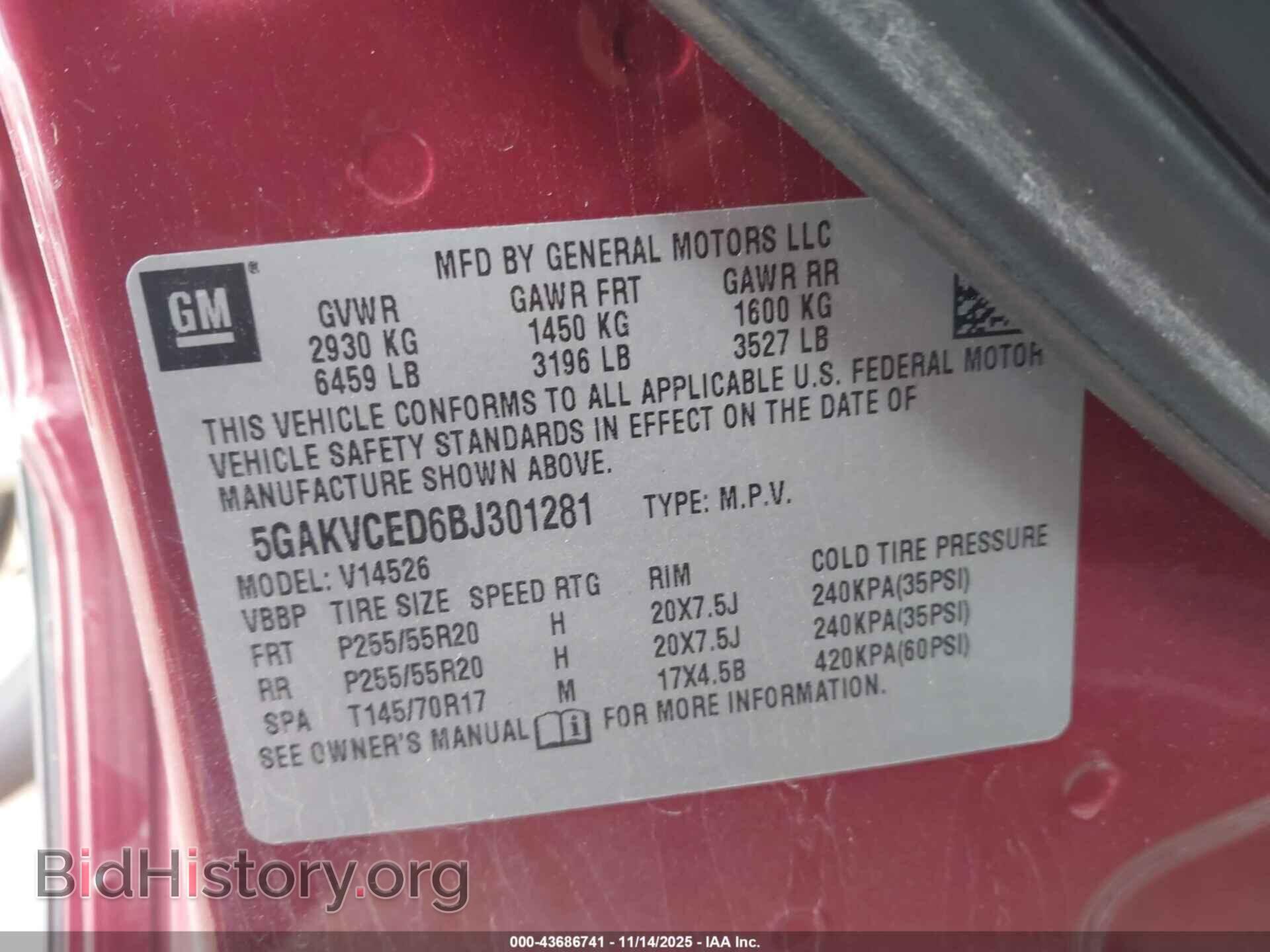 2011 BUICK ENCLAVE - VIN: 5GAKVCED6BJ301281 - Photo 9