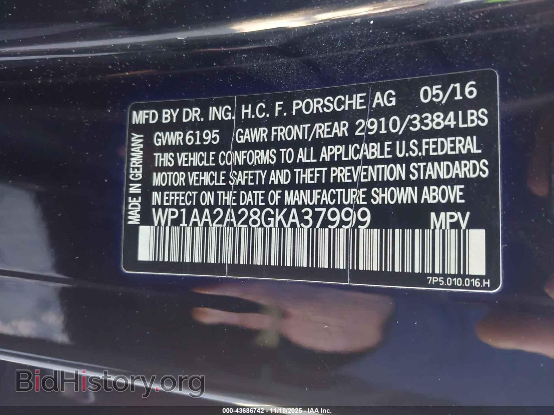 2016 PORSCHE CAYENNE - VIN: WP1AA2A28GKA37999 - Фото 9