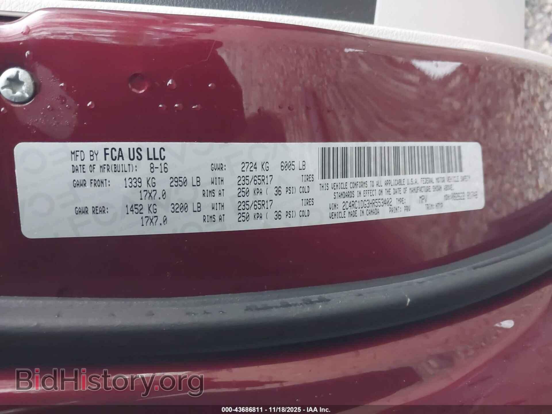 2017 CHRYSLER PACIFICA - VIN: 2C4RC1DG3HR553402 - Фото 9