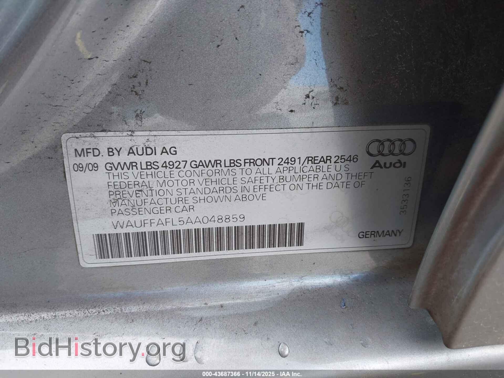 2010 AUDI A4 - VIN: WAUFFAFL5AA048859 - Фото 9