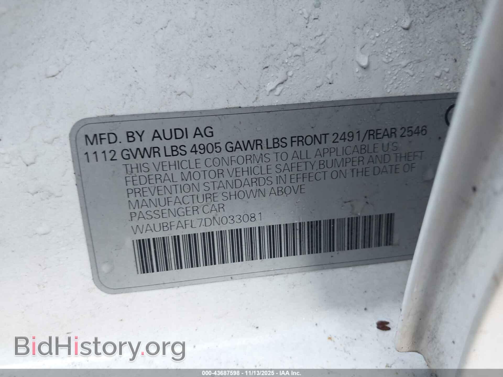 2013 AUDI A4 - VIN: WAUBFAFL7DN033081 - Photo 9