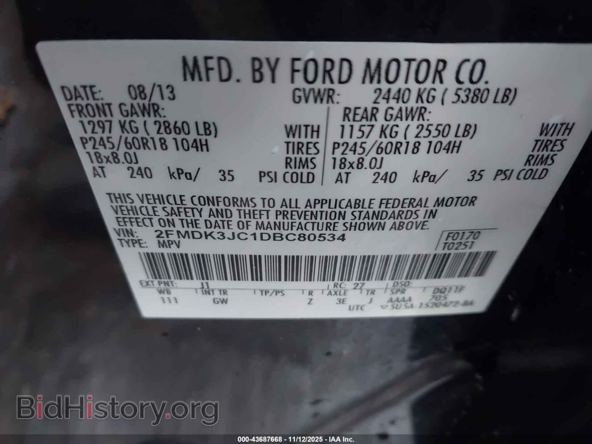2013 FORD EDGE - VIN: 2FMDK3JC1DBC80534 - Photo 9