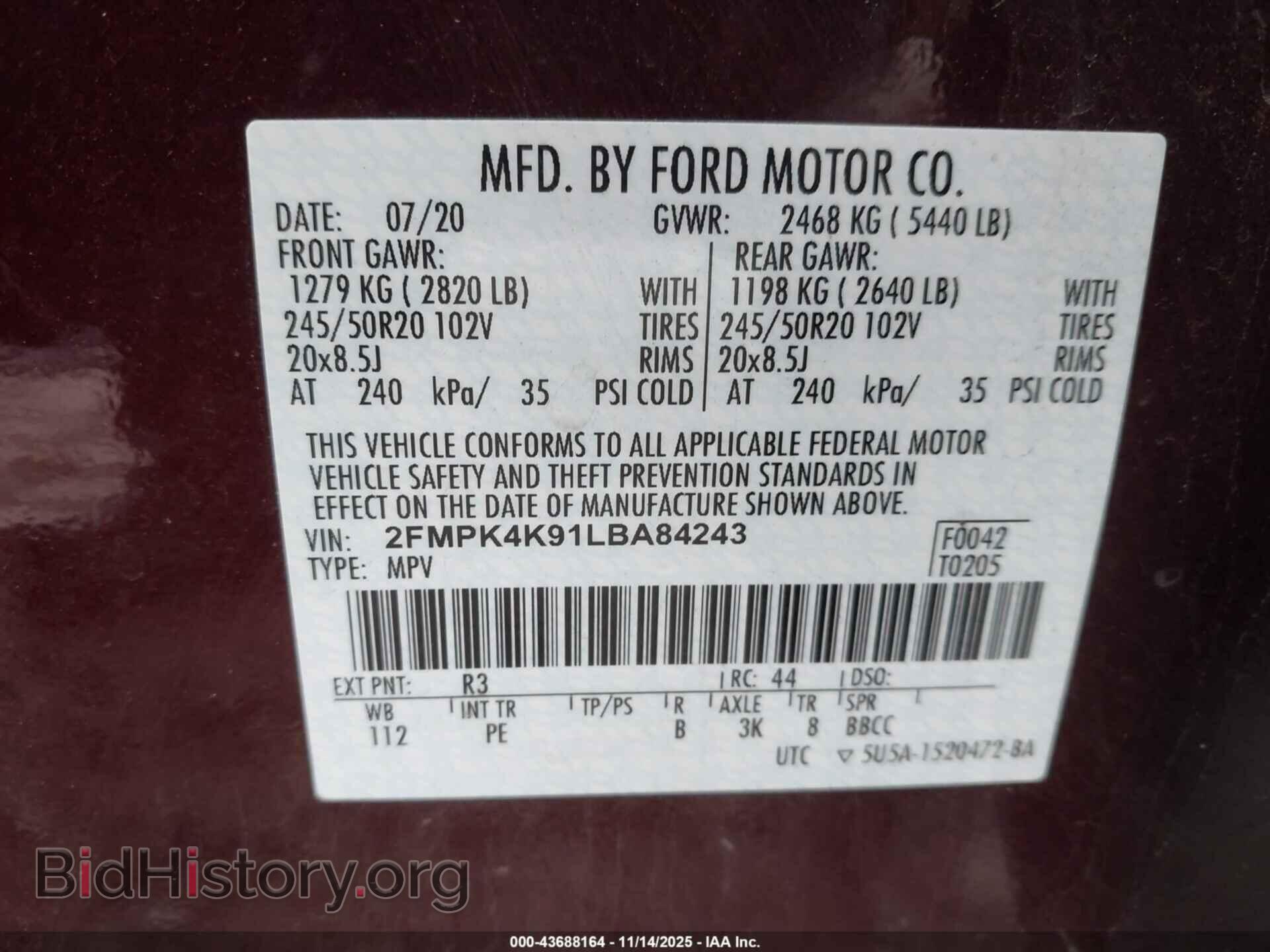 2020 FORD EDGE - VIN: 2FMPK4K91LBA84243 - Photo 9