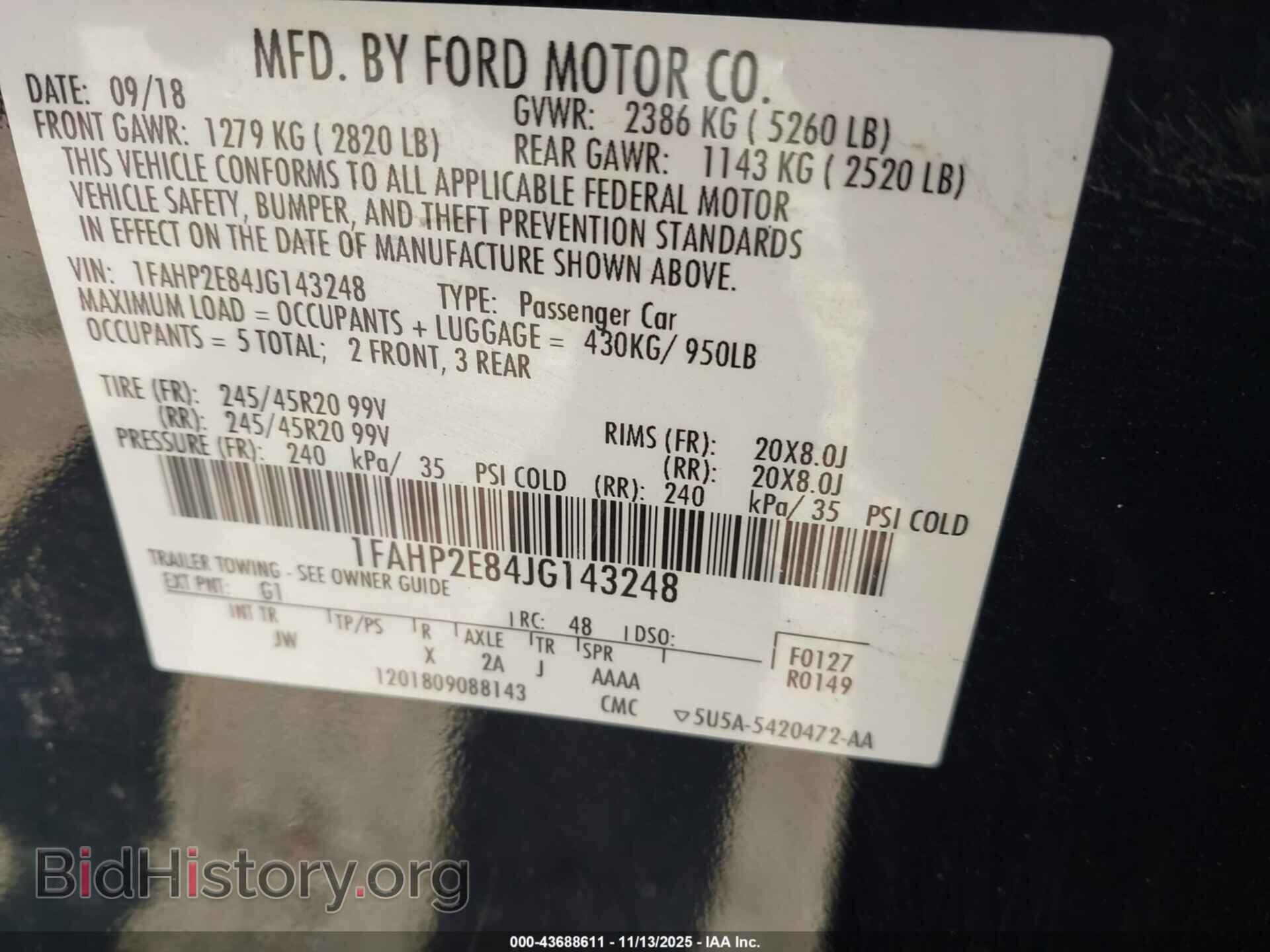 2018 FORD TAURUS - VIN: 1FAHP2E84JG143248 - Photo 9