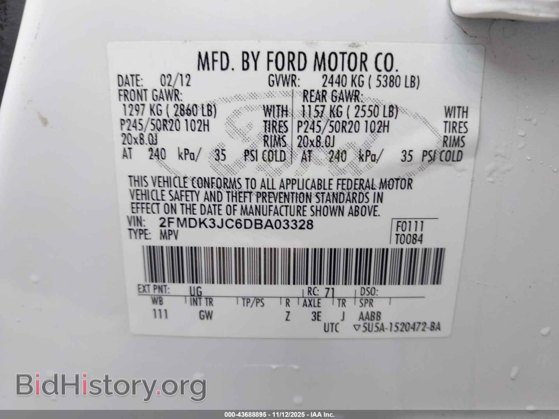 2013 FORD EDGE - VIN: 2FMDK3JC6DBA03328 - Фото 9