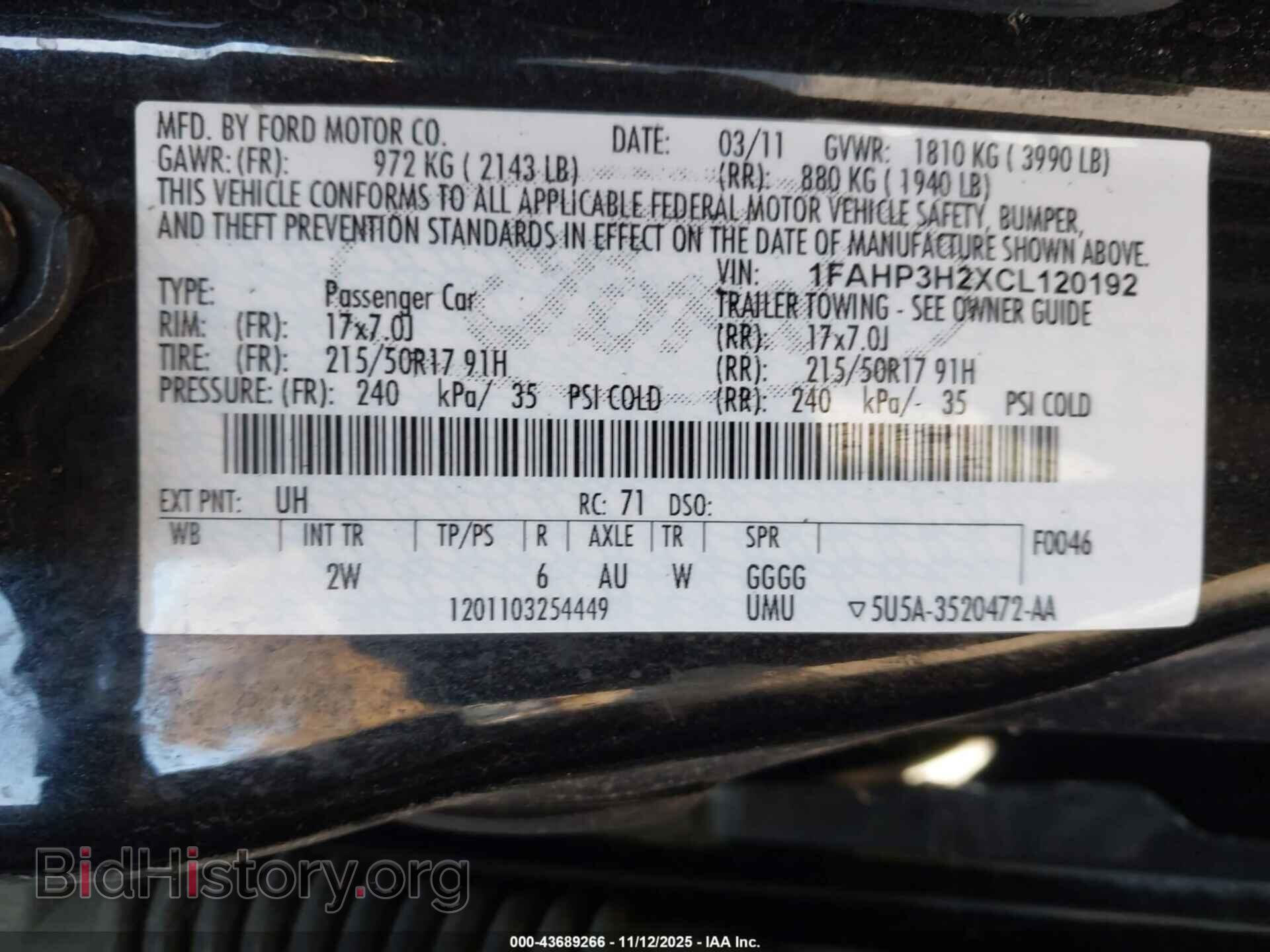 2012 FORD FOCUS - VIN: 1FAHP3H2XCL120192 - Фото 9