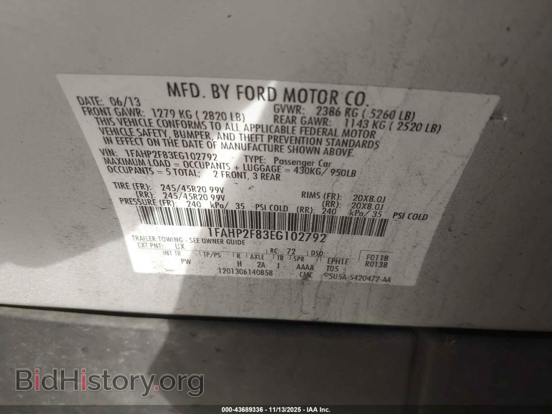 2014 FORD TAURUS - VIN: 1FAHP2F83EG102792 - Фото 9