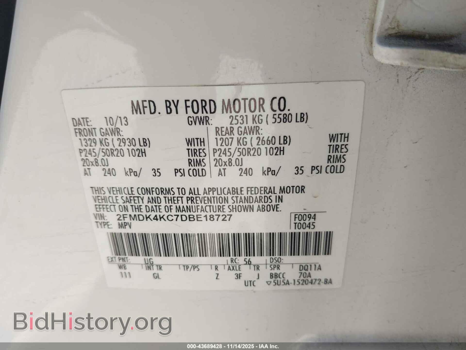 2013 FORD EDGE - VIN: 2FMDK4KC7DBE18727 - Фото 9