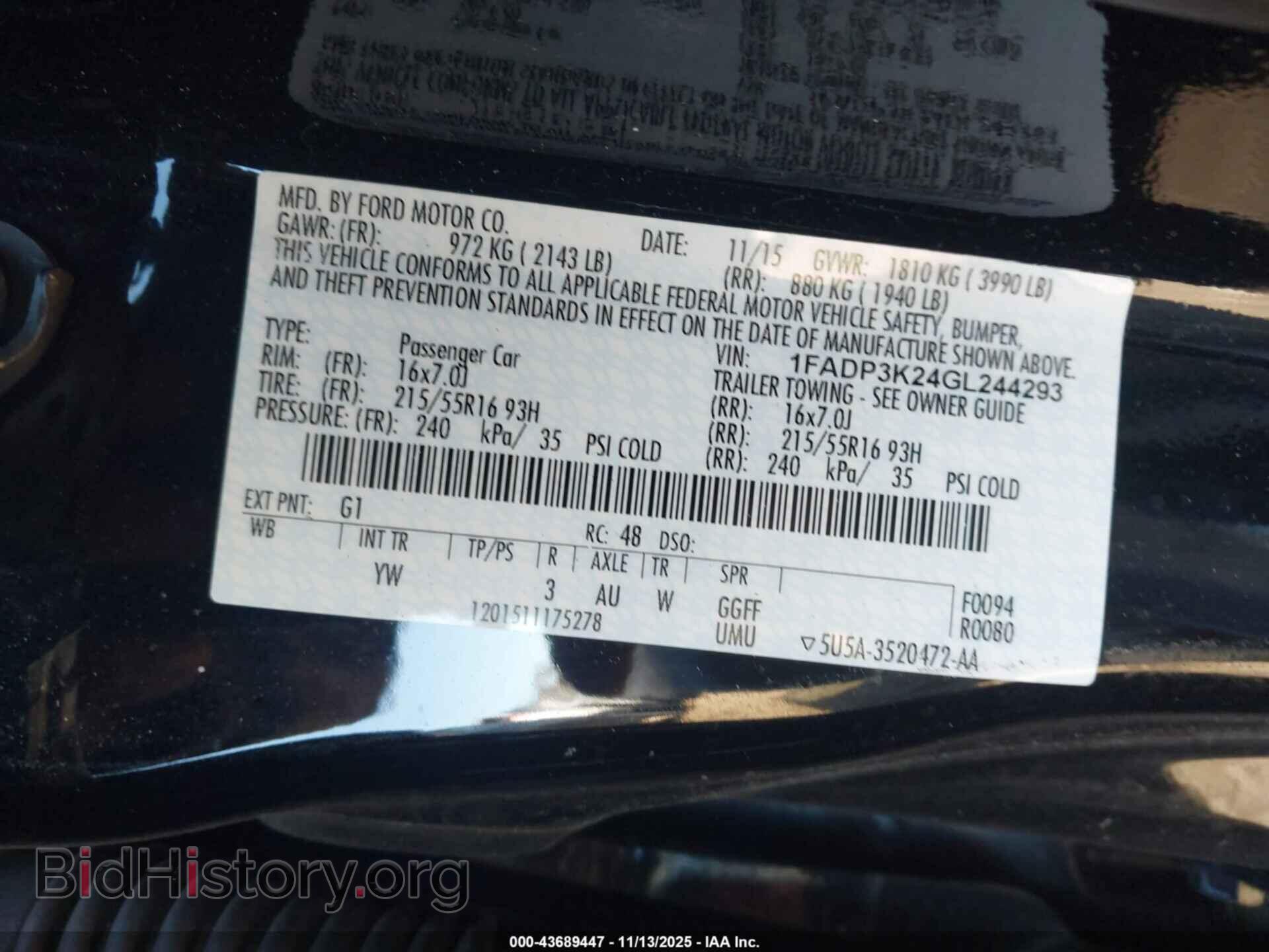 2016 FORD FOCUS - VIN: 1FADP3K24GL244293 - Фото 9
