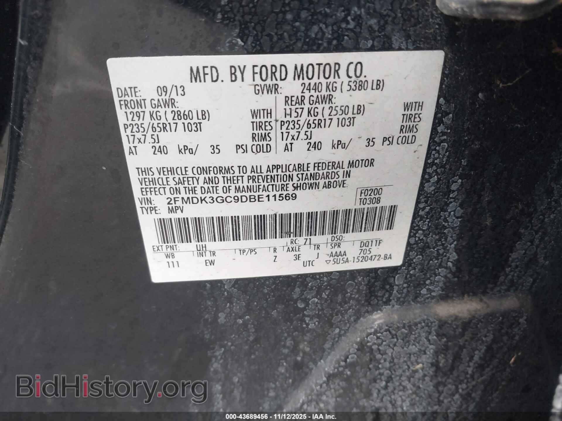 2013 FORD EDGE - VIN: 2FMDK3GC9DBE11569 - Photo 9