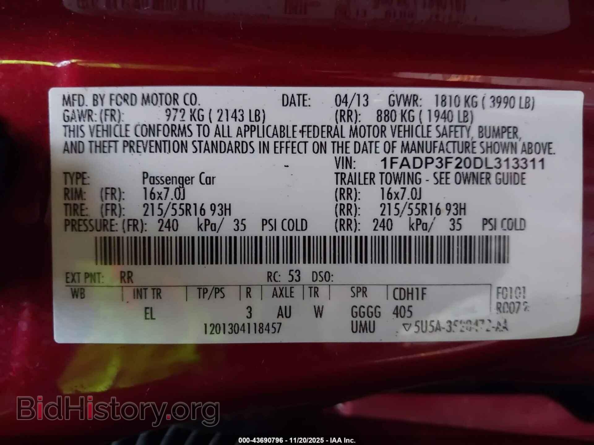 2013 FORD FOCUS - VIN: 1FADP3F20DL313311 - Фото 7