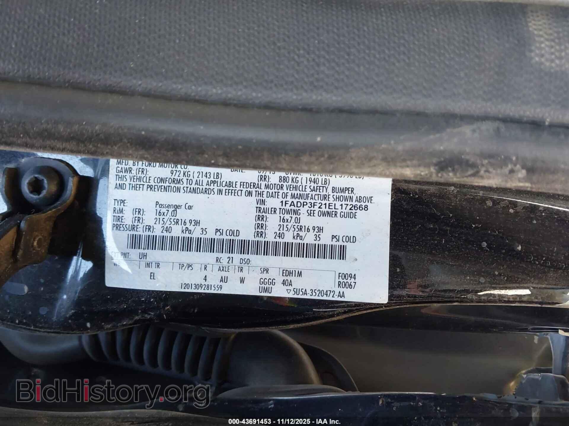 2014 FORD FOCUS - VIN: 1FADP3F21EL172668 - Фото 9