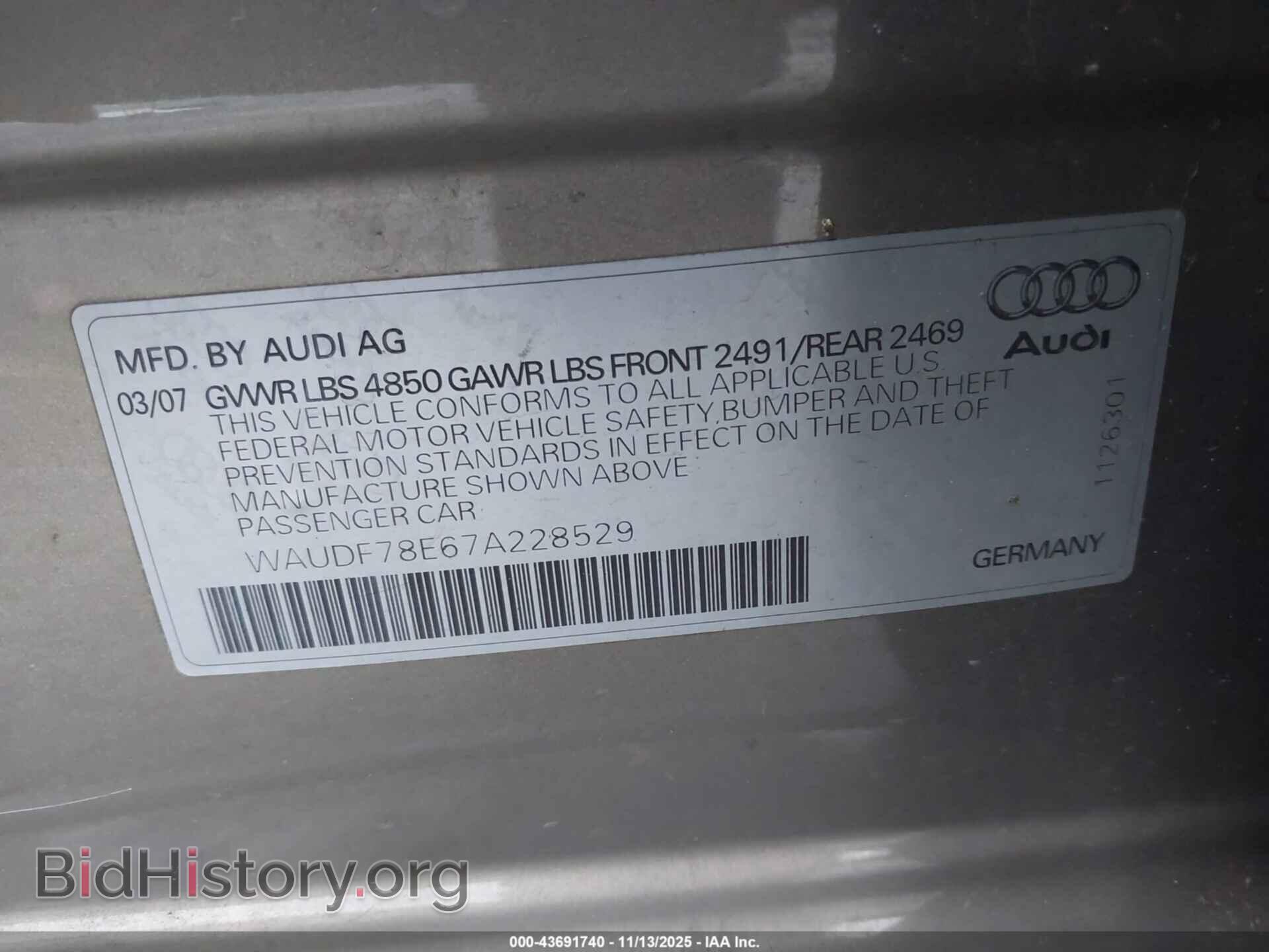 2007 AUDI A4 - VIN: WAUDF78E67A228529 - Photo 9