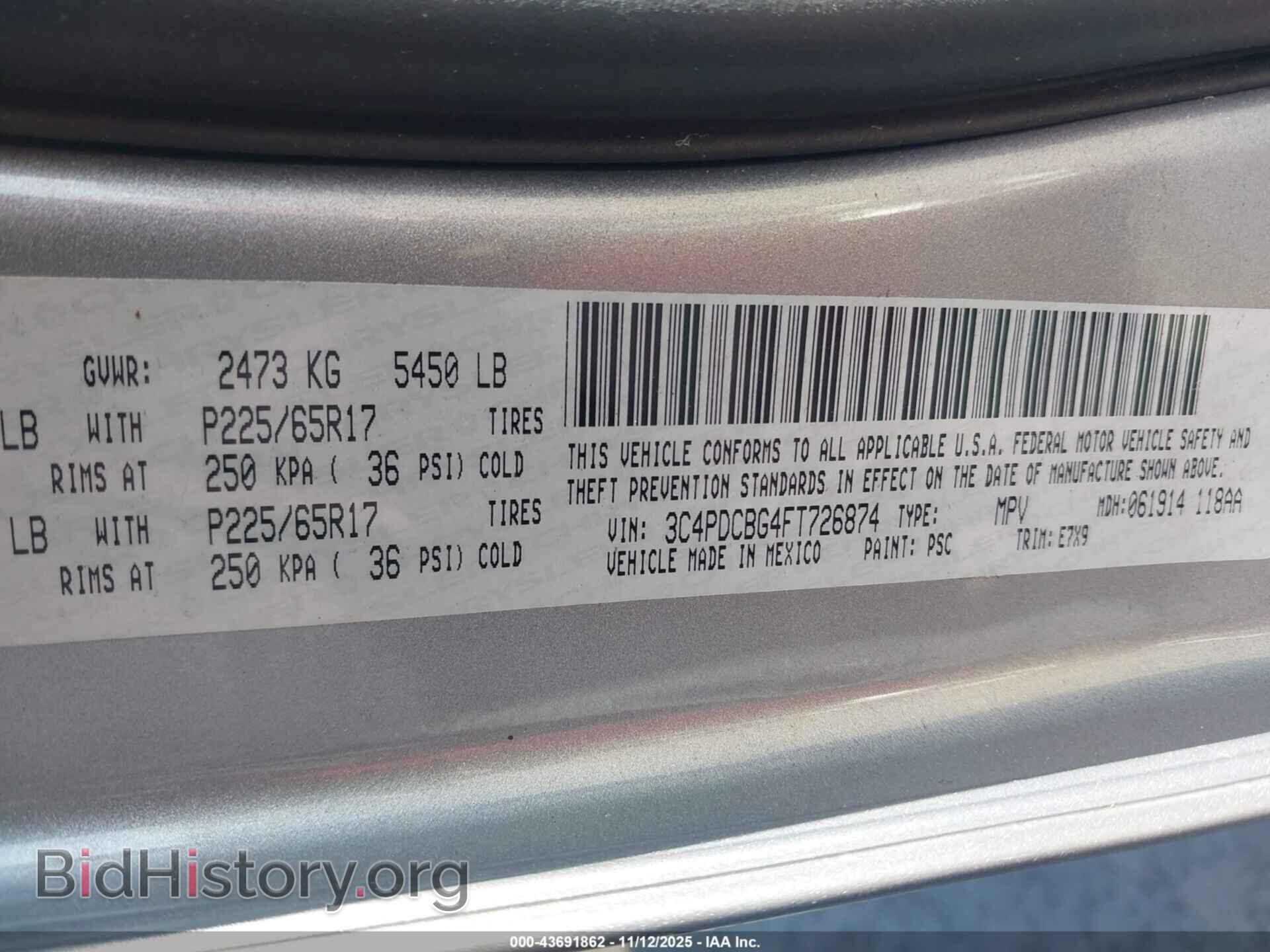 2015 DODGE JOURNEY - VIN: 3C4PDCBG4FT726874 - Фото 9
