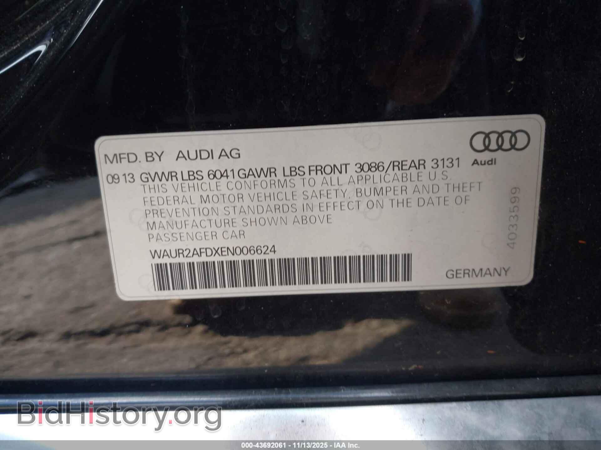 2014 AUDI A8 L - VIN: WAUR2AFDXEN006624 - Фото 9
